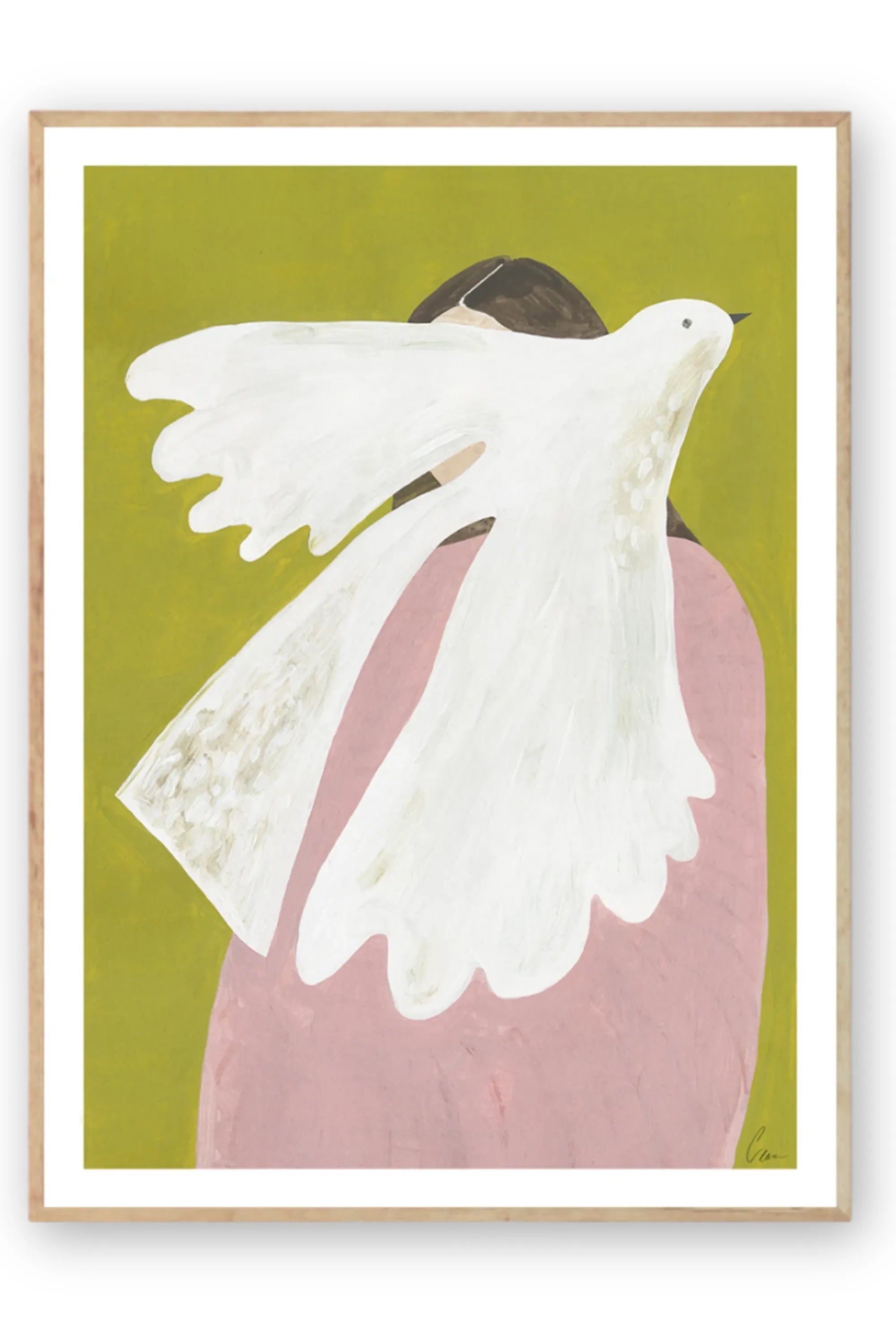 Bird and Woman - Art Print