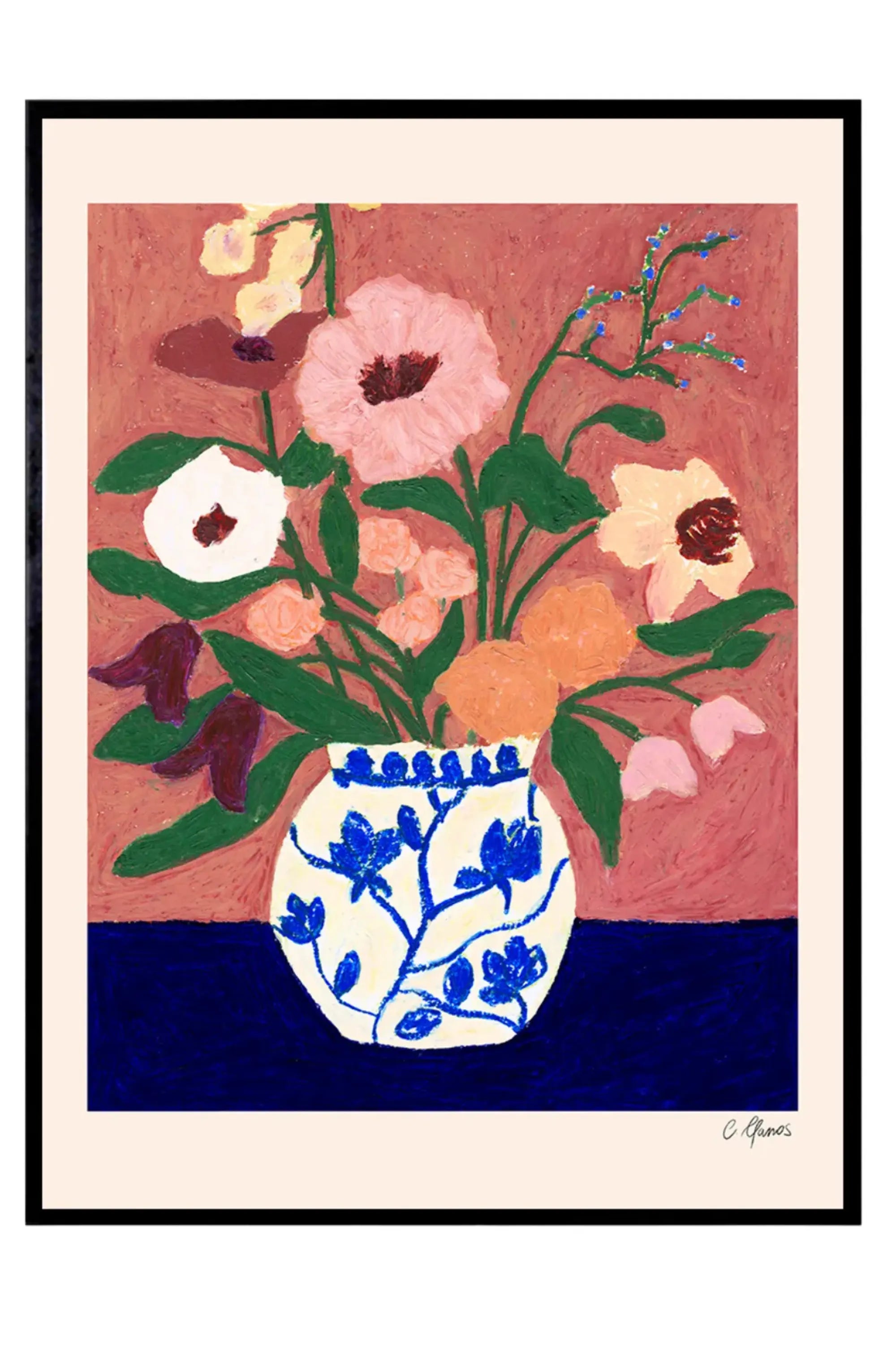 Flowers on Blue Table