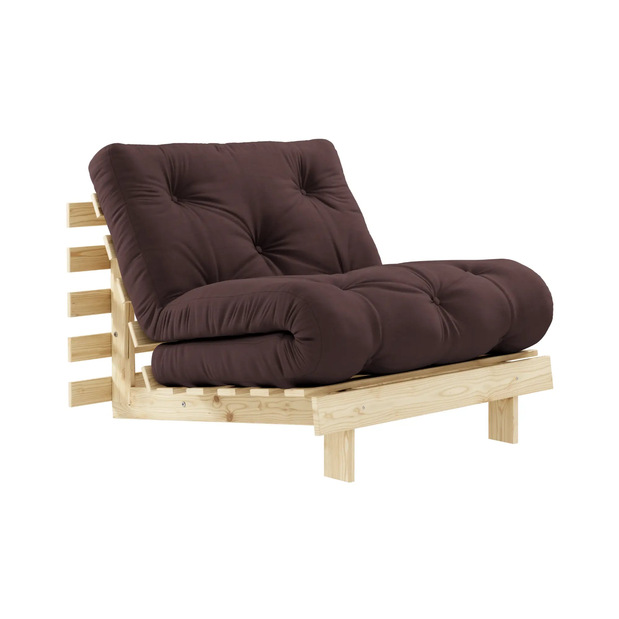 Contemporary Roots Sofa Bed with sleek chrome legs and comfortable cushioning