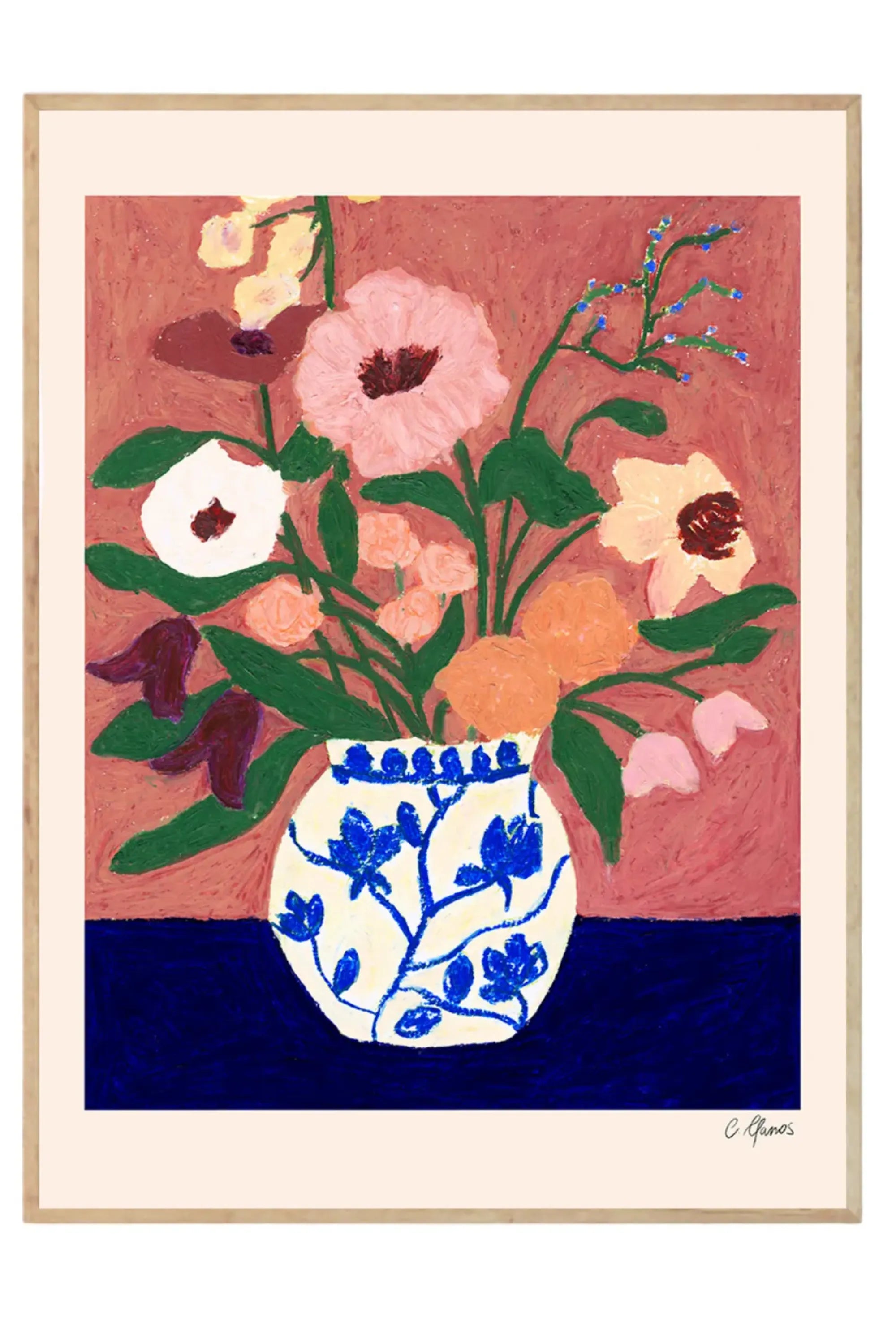 Flowers on Blue Table