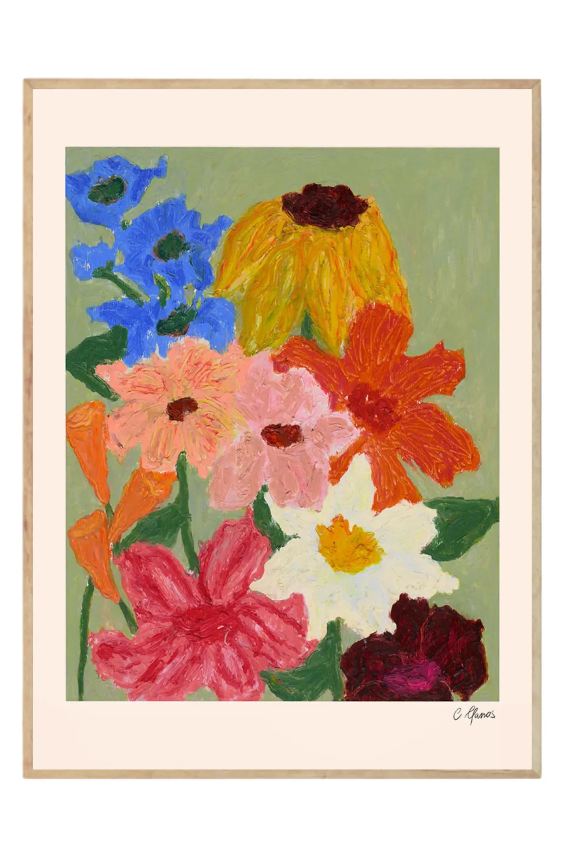 Flowers on Sage Green