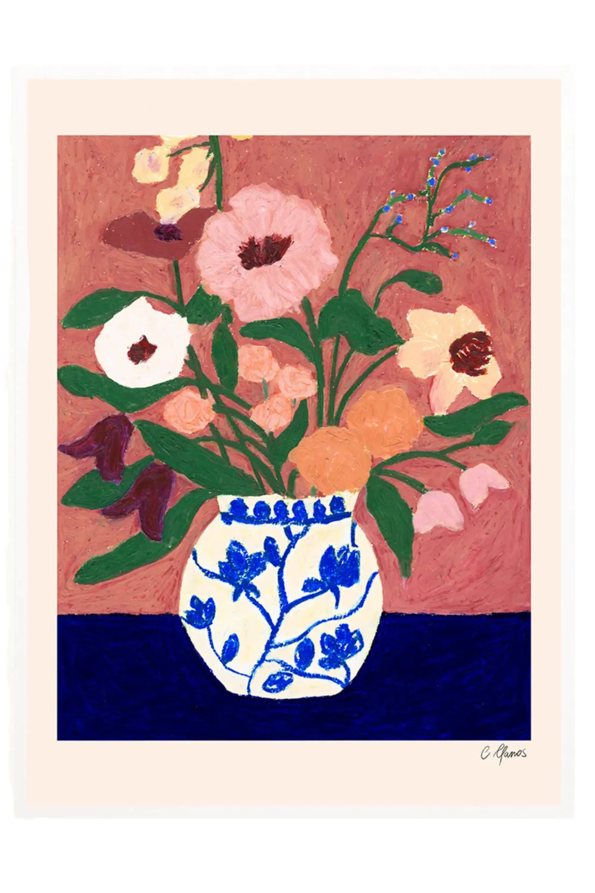 Flowers on Blue Table