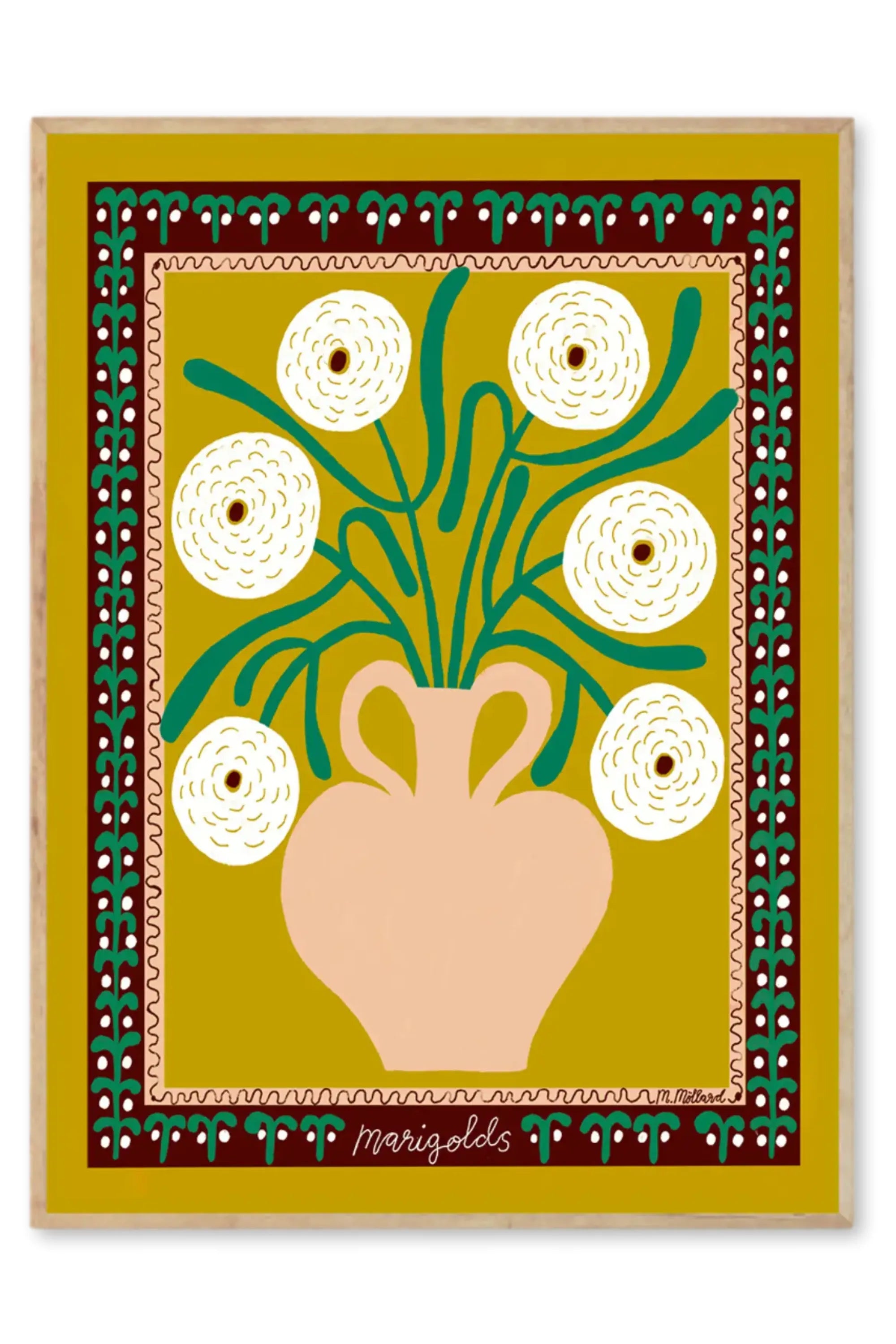 White Marigolds in Vase