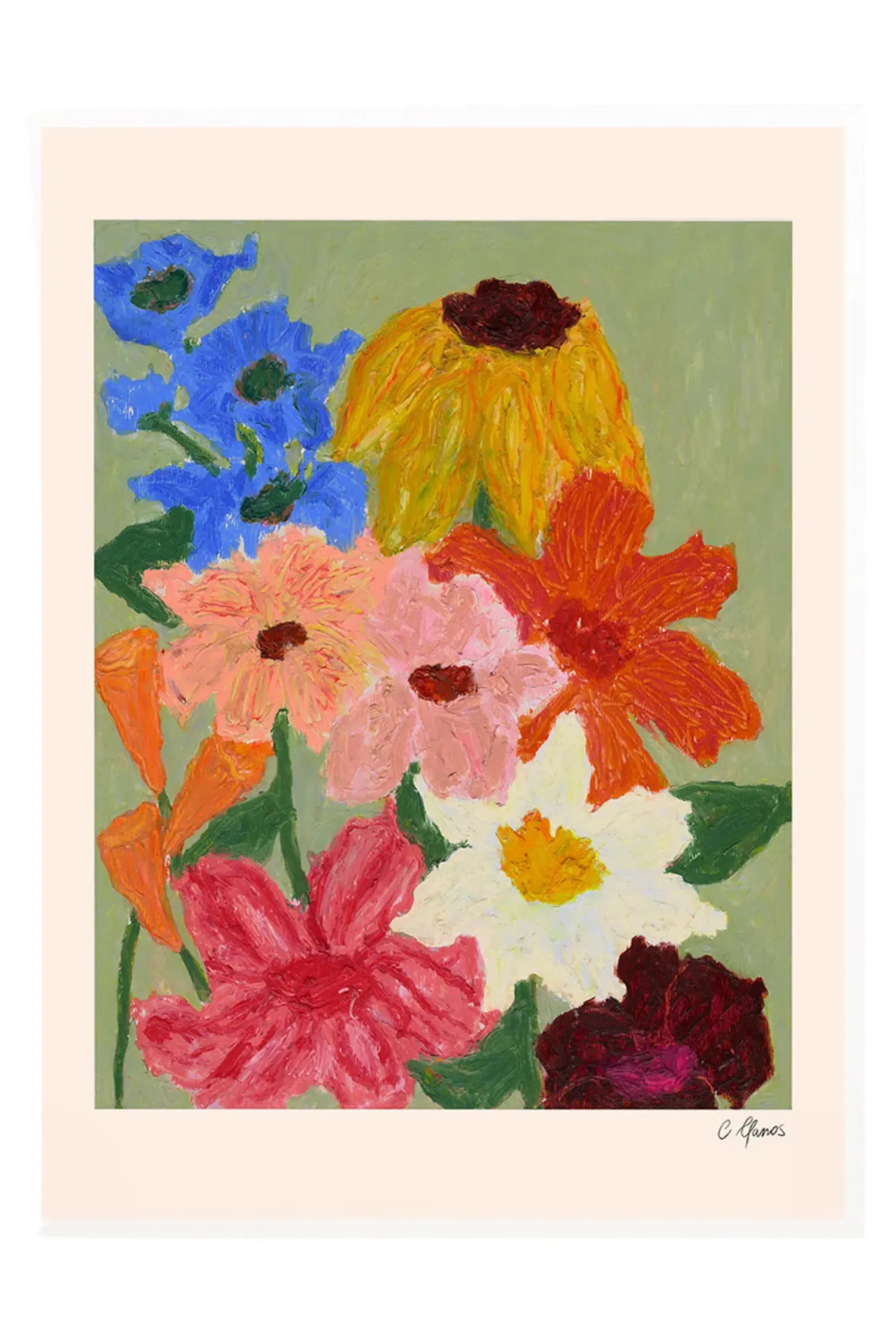 Flowers on Sage Green