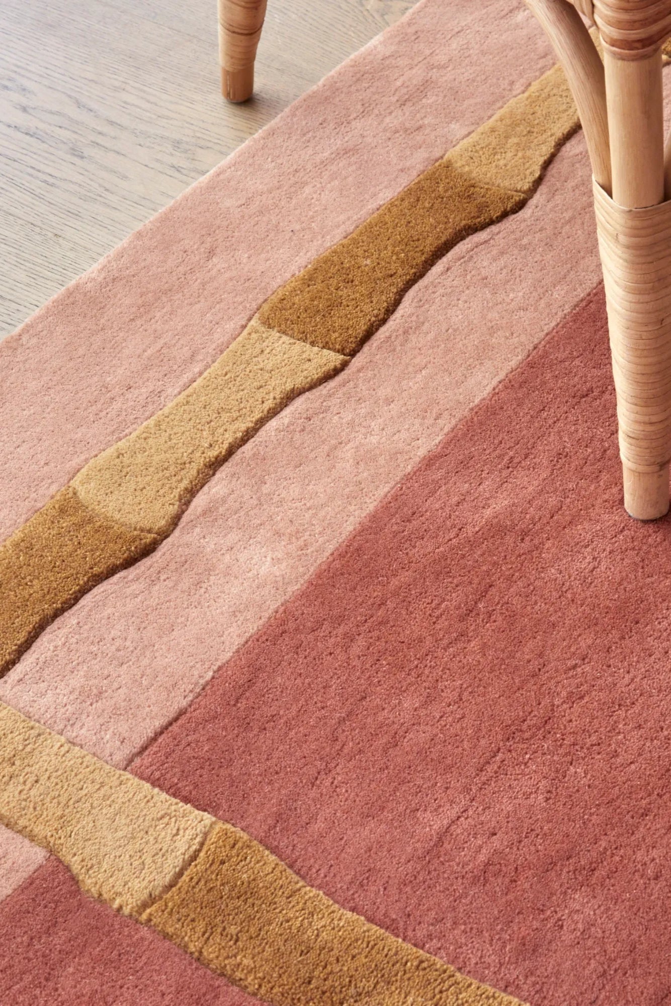 Bamboo Stripe Wool Rug in Natural and Grey Tones Handwoven for Durability and Eco-Friendly Chic Home Decor