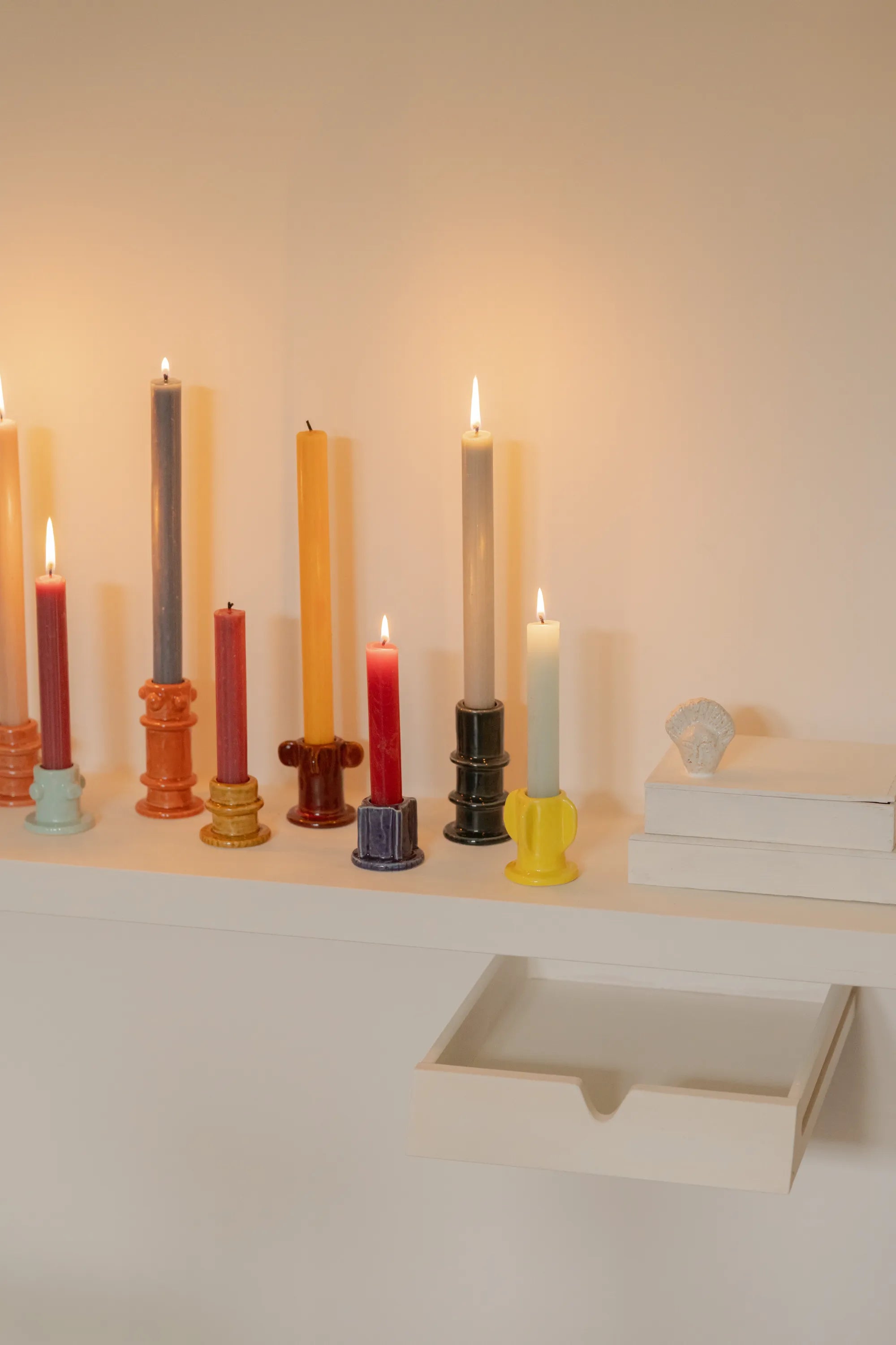 Glazed Molly Candle Holder 02 - Set of 3