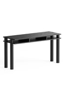 Black rectangular table on a white background