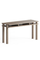 Wooden desk on a white background