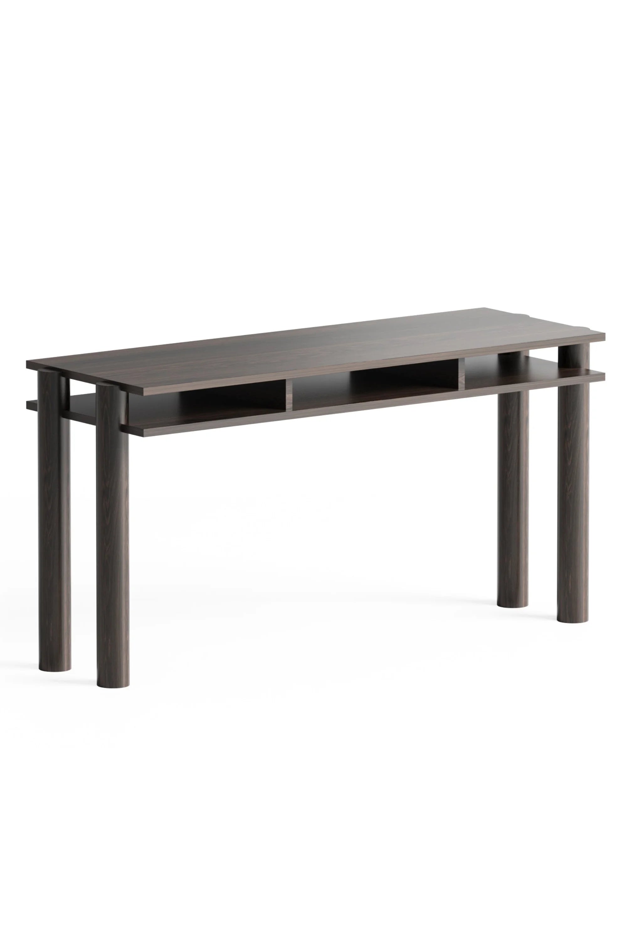 Dark brown computer desk on a white background
