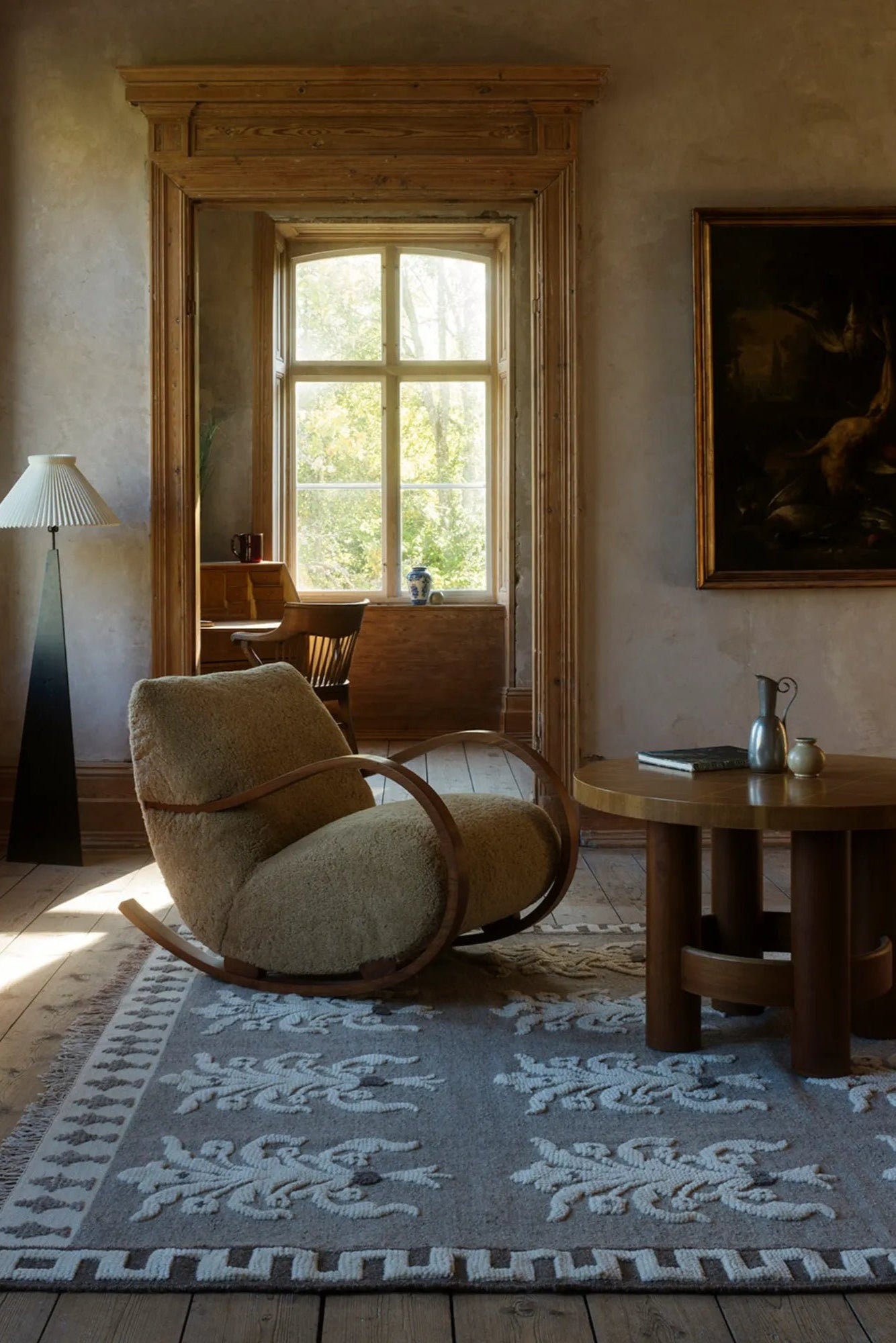 Hand-woven Rug No25 featuring a geometric pattern in earthy tones
