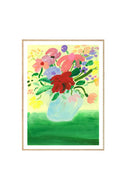 Flowers on Green Tablecloth - Art Print