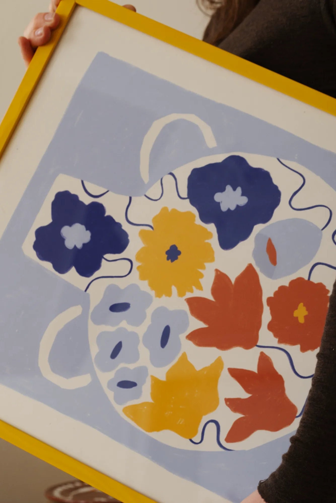 Large, ceramic flower pot with a beautiful blue and white floral pattern