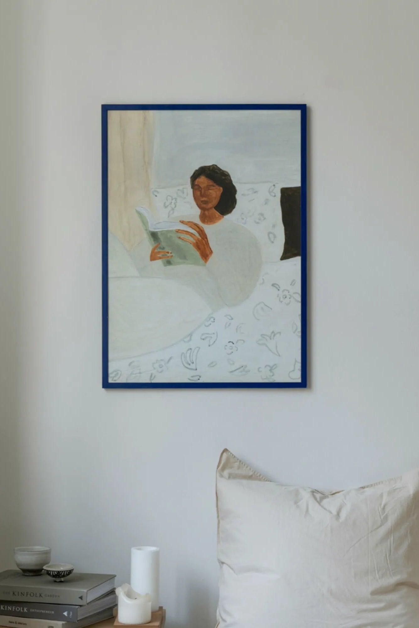 Morning Read product with a newspaper and reading glasses on a cozy armchair