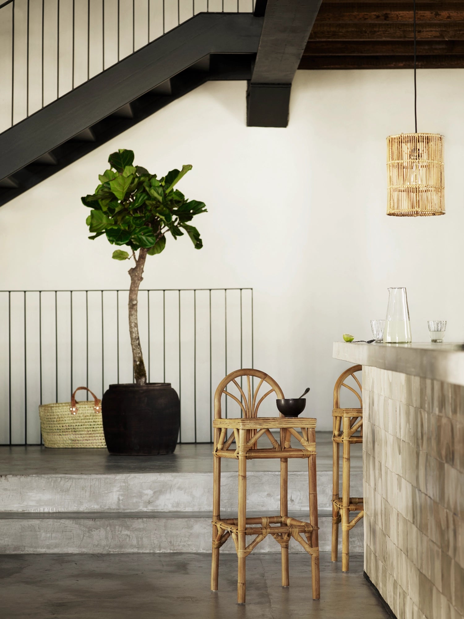 Rattan Bar Stool - Set of 4