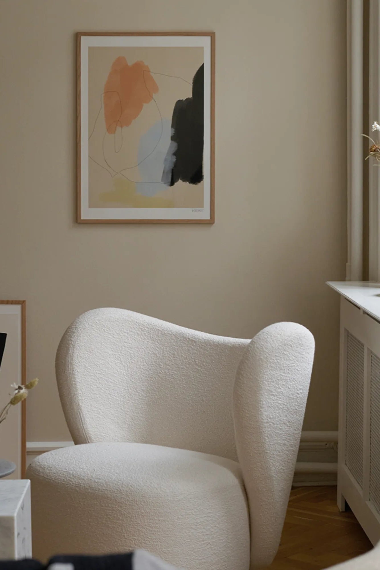 Close-up of Franca product fabric texture in neutral beige color