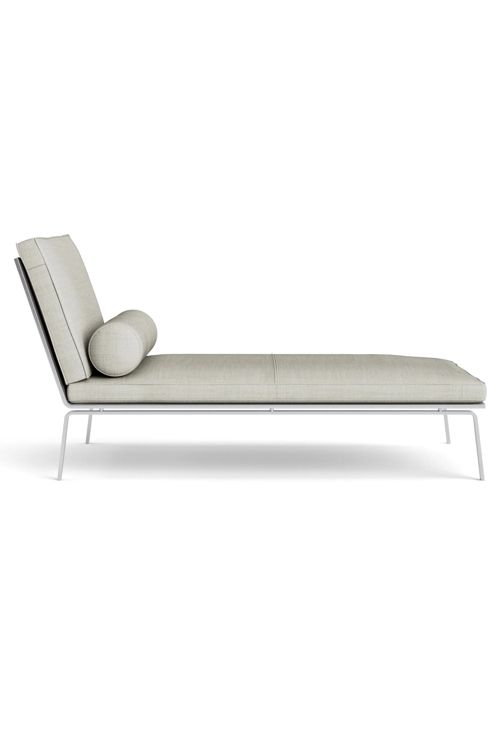 Modern lounge chair with spherical cushion on a white background