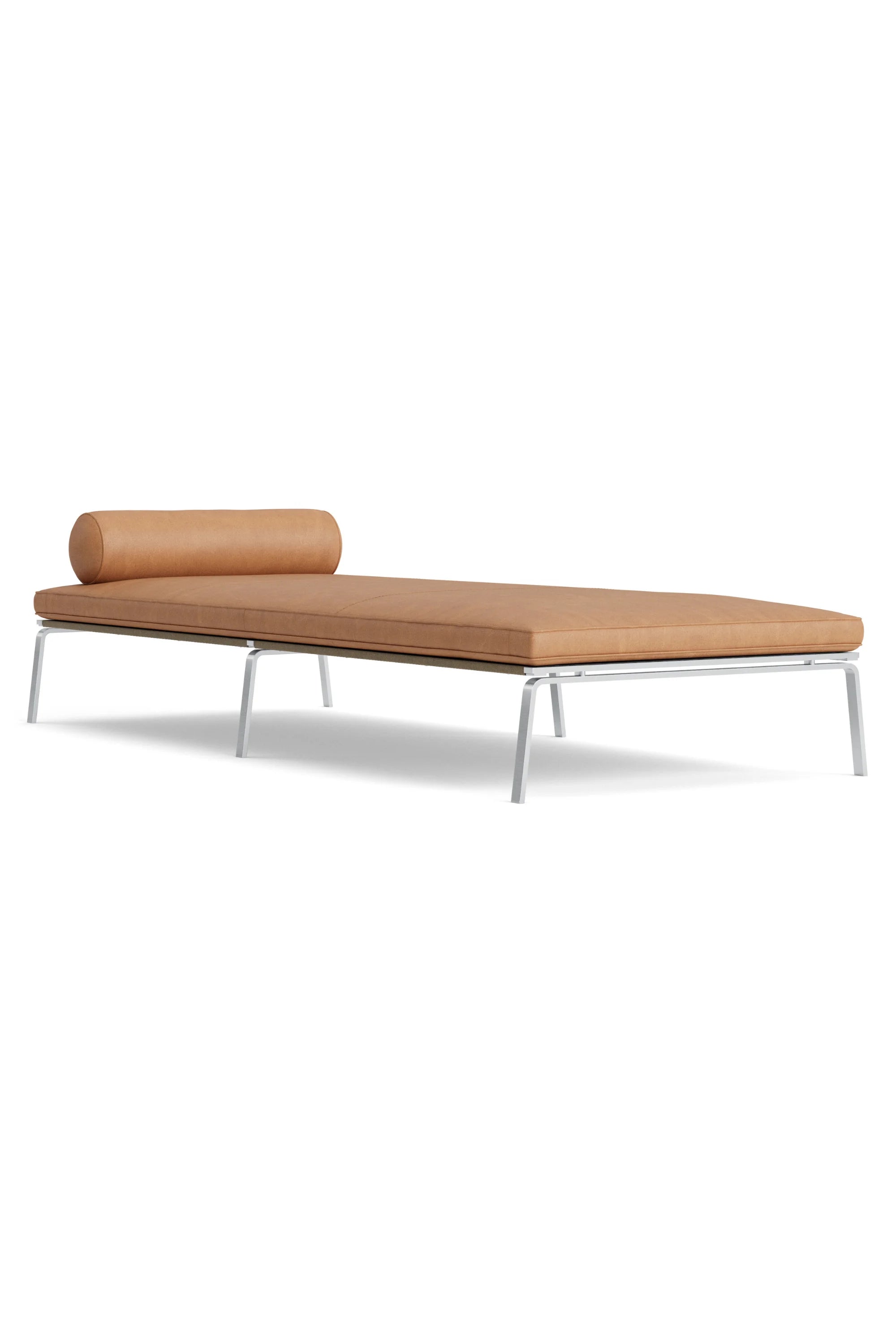 Modern brown sofa with white legs on a white background