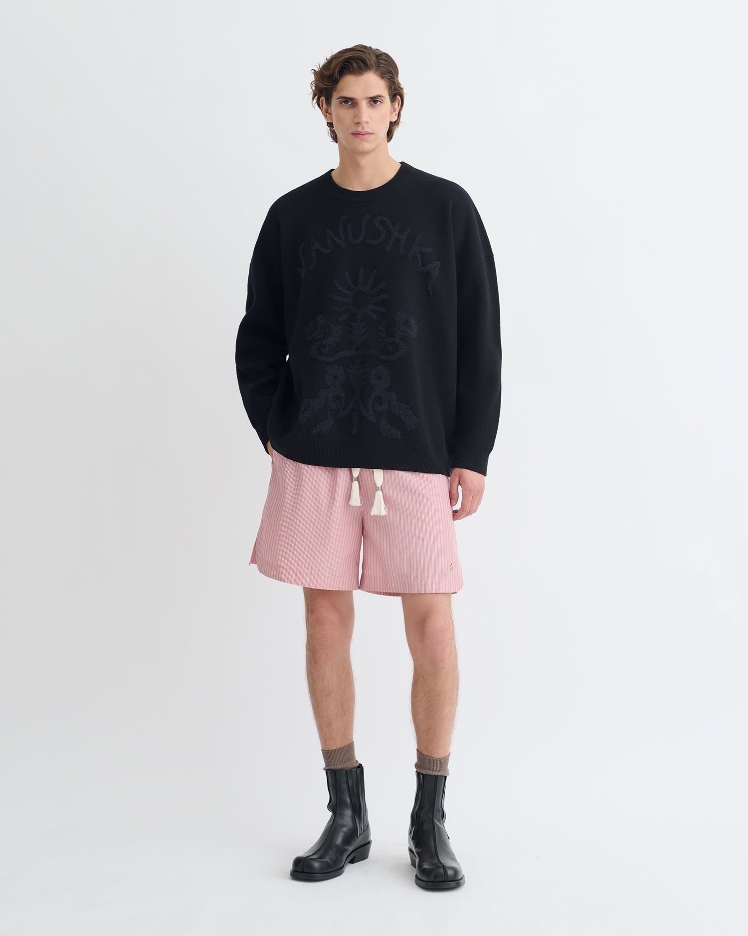 Oswin - Merino and Terry Jacquard Sweater