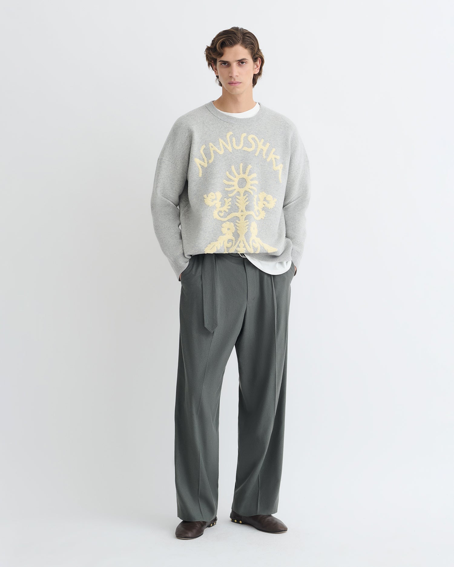 Oswin - Merino and Terry Jacquard Sweater