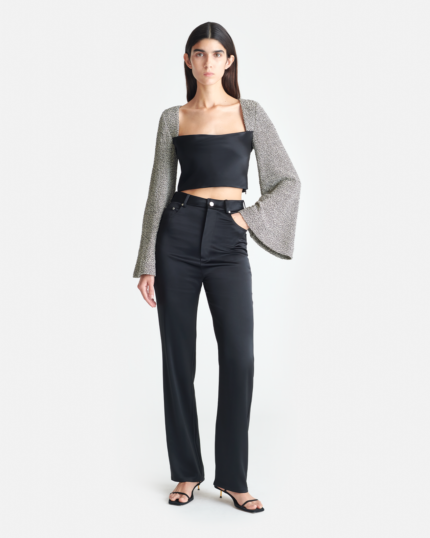 Tasula - Slip Satin and Loopback Cotton Top