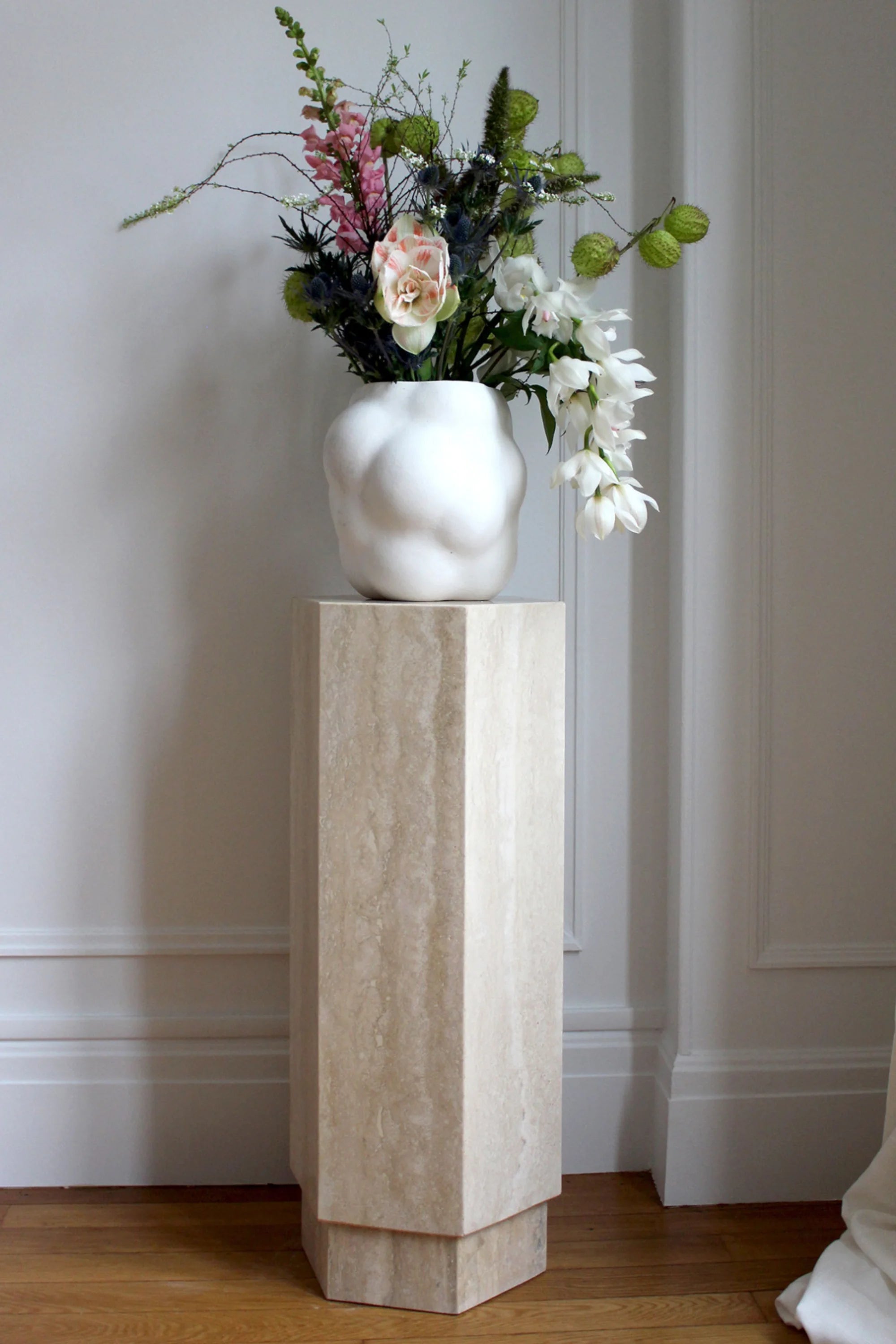High Travertine Pedestal - THAT COOL LIVING