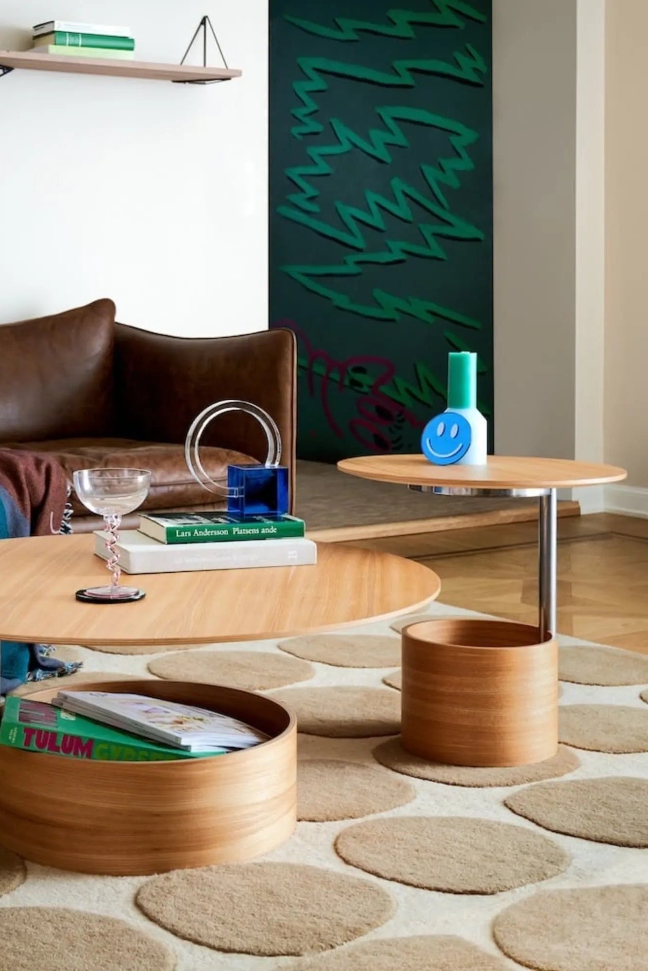 Close up of the Dots 2 Wool Rug showing intricate handcrafted details and high-quality wool materials