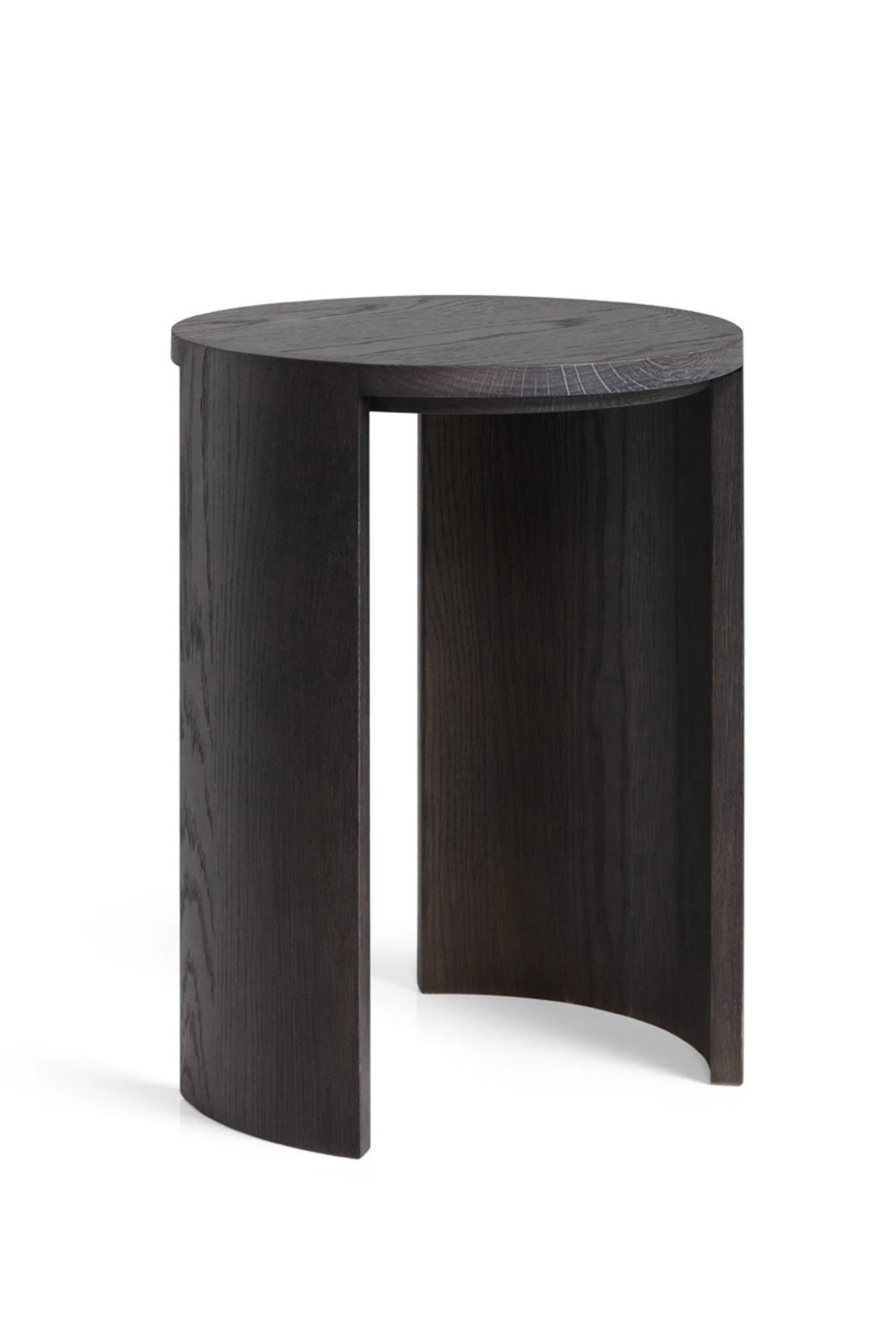 Dark wooden side table on a white background