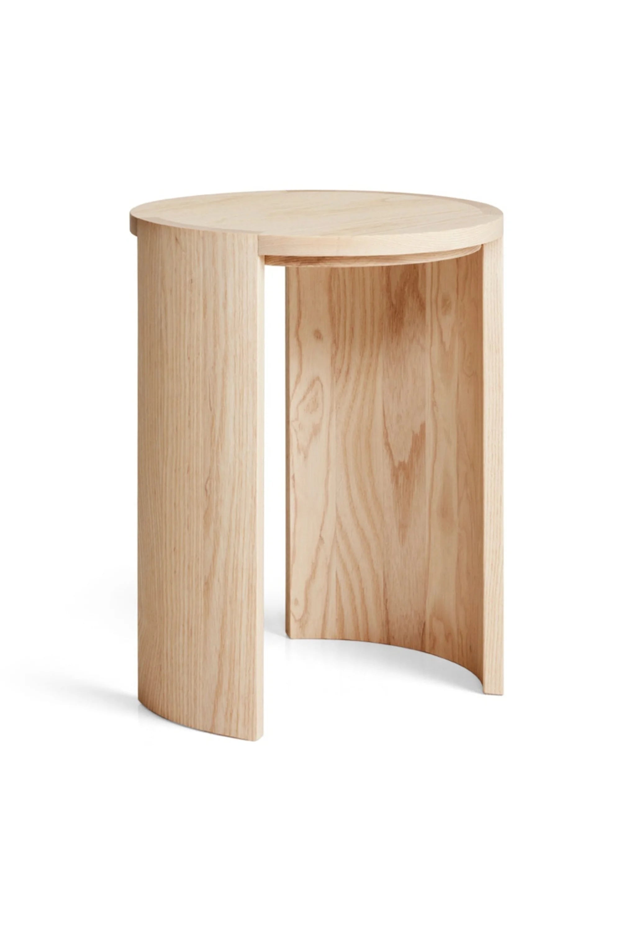 Wooden side table on a white background
