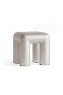 Metallic Aluminum Cubio Side Table Stool with a modern design on a white background
