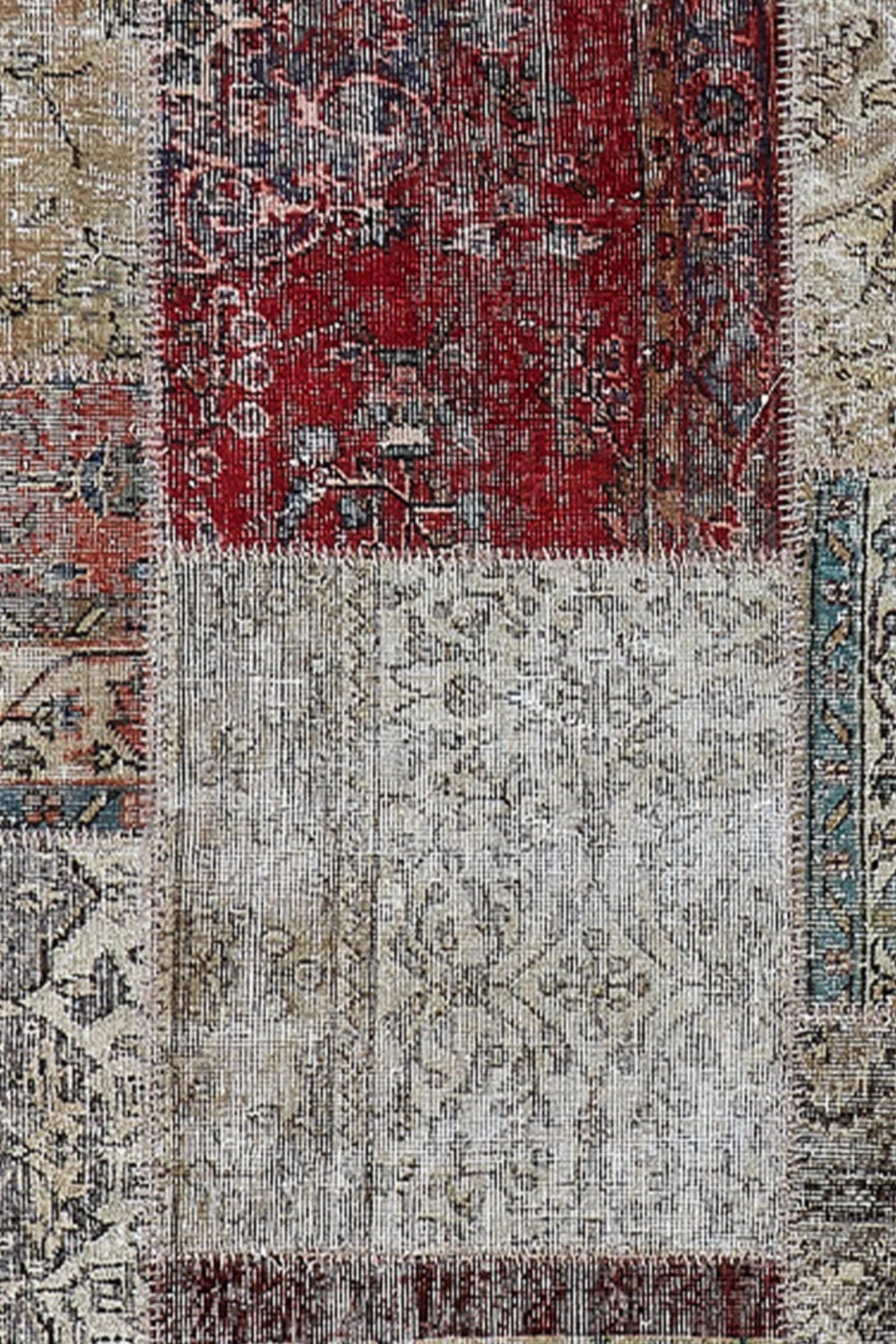 Handwoven Vintage Rug with Intricate Geometric Patterns and Earthy Tones