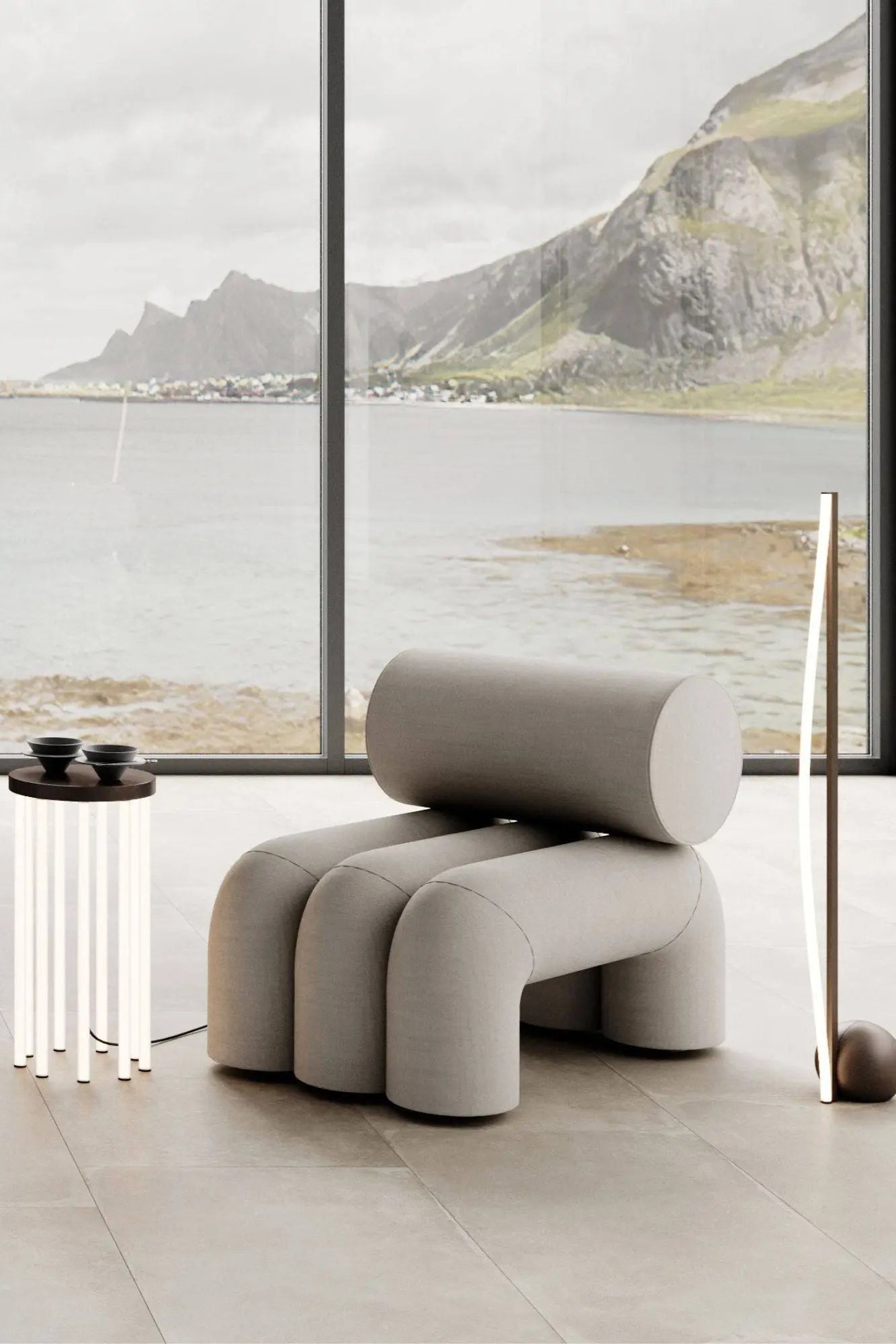 Side view of Foku Lounge Chair with sleek and minimalist design