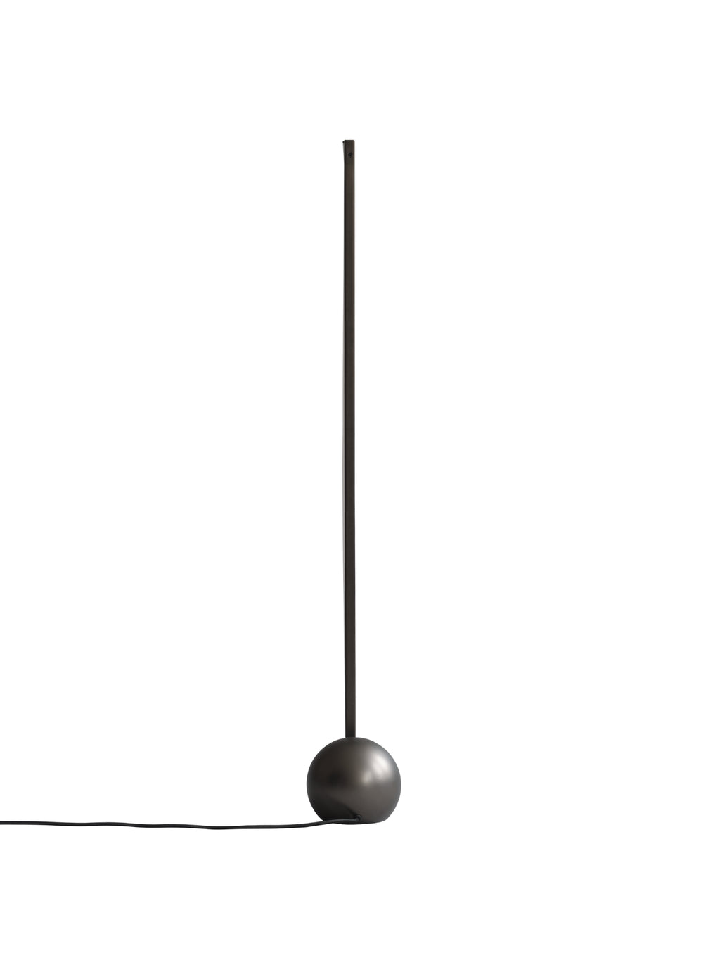 101 CPH Bow Floor Lamp, a modern minimalist dark gray metallic lamp with a slim rectangular upright and a smooth spherical base, displayed on a clean white background. This premium designer lighting piece is perfect for contemporary interiors.
