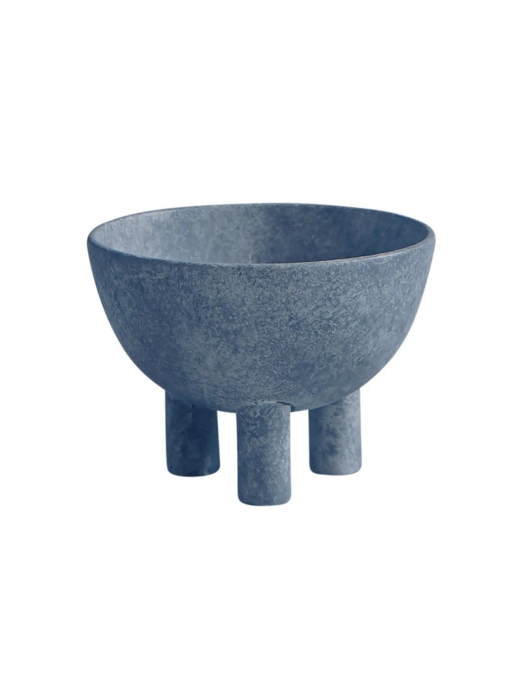 101 CPH Duck Bowl featuring a rustic, textured matte blue-gray concrete finish with three short, sturdy legs, displayed on a clean white background. This authentic decorative bowl is a unique statement piece for modern interiors.