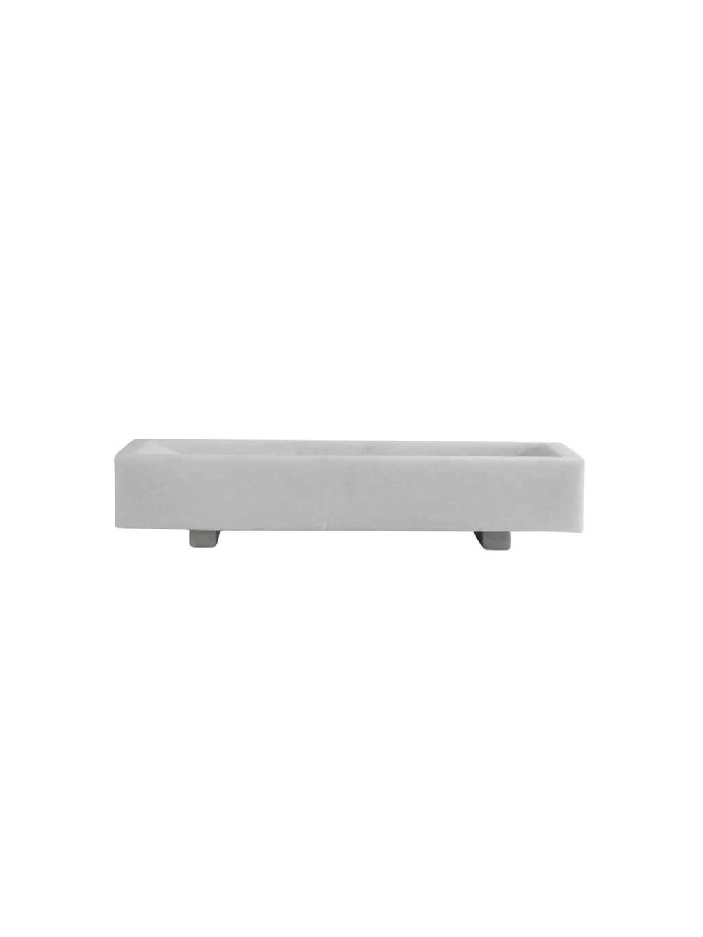 101 CPH Formalism Tray: Light grey, rectangular premium marble tray with small dark grey feet, photographed on a white background. Perfect for modern home decor.