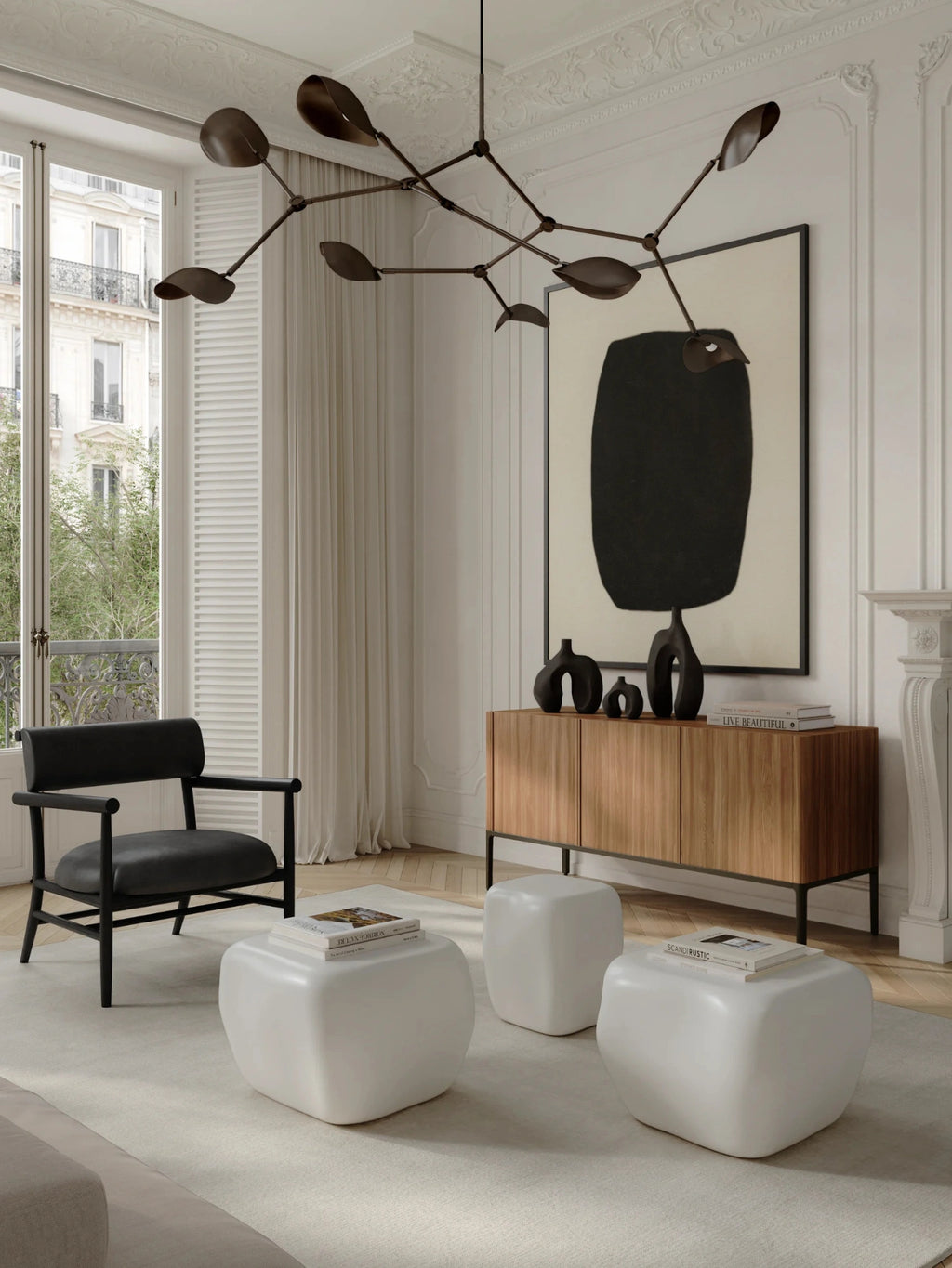 101 CPH Ishi Coffee Table Set - Ceramic: Two elegant white, organically shaped, glossy ceramic tables with subtle curves, displayed on a light rug in a stylish living room setting. A statement piece for modern interiors.
