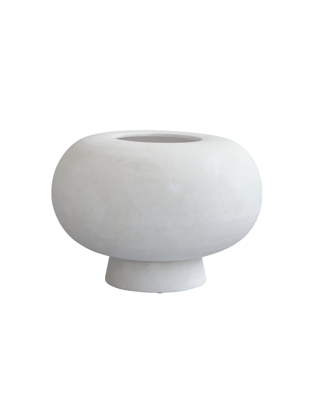 101 CPH Kabin Vase, a matte white mushroom-shaped ceramic vase on a pedestal base, featuring a wide, flat top opening, photographed on a white background. This authentic, handcrafted piece is ideal for modern home decor.