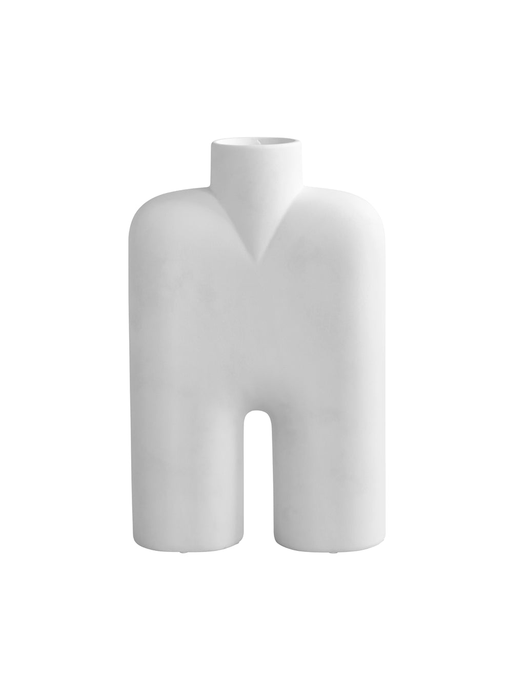 101 CPH Tall Cobra Vase: authentic modern off-white ceramic vase with a unique fluid "M" shape and single neck opening, shot against a clean white background. A luxury sculptural centerpiece for contemporary homes.