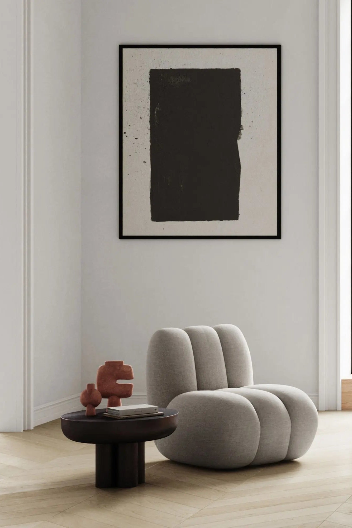  Minimalist toe lounge chair in black color with adjustable headrest 