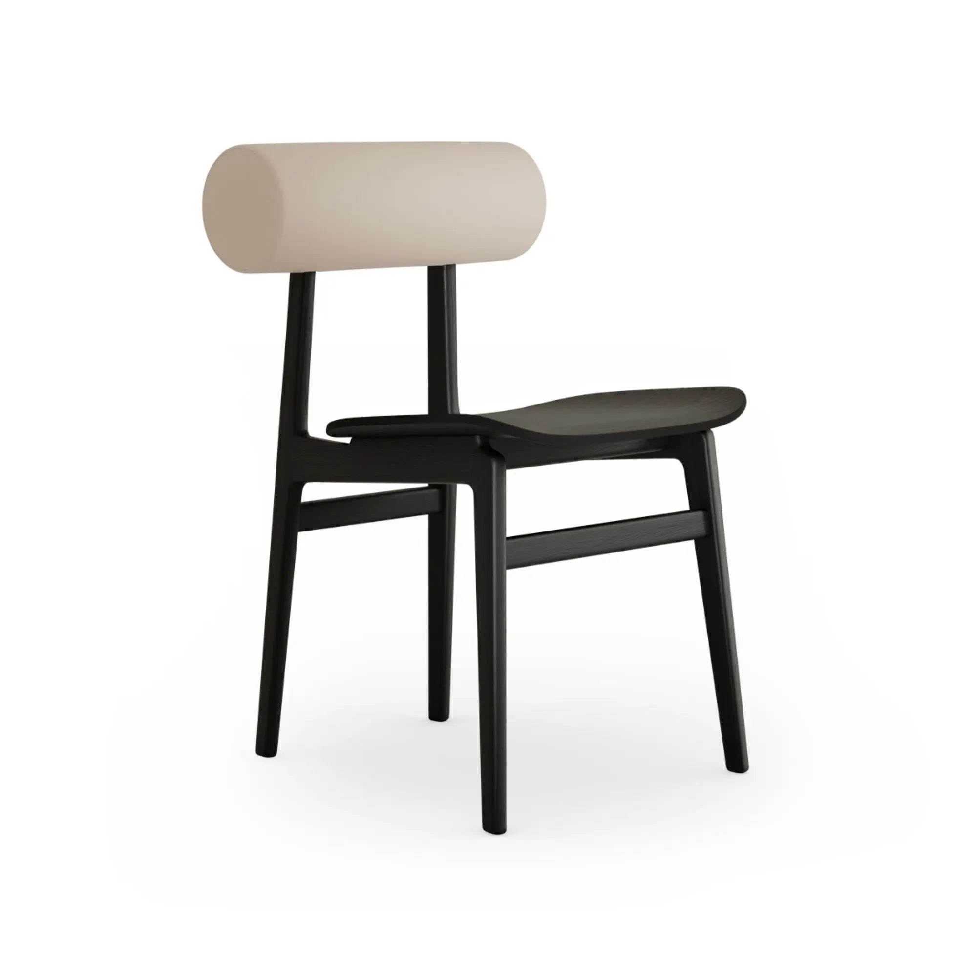 A modern and stylish black leather Totem Chair with metal legs