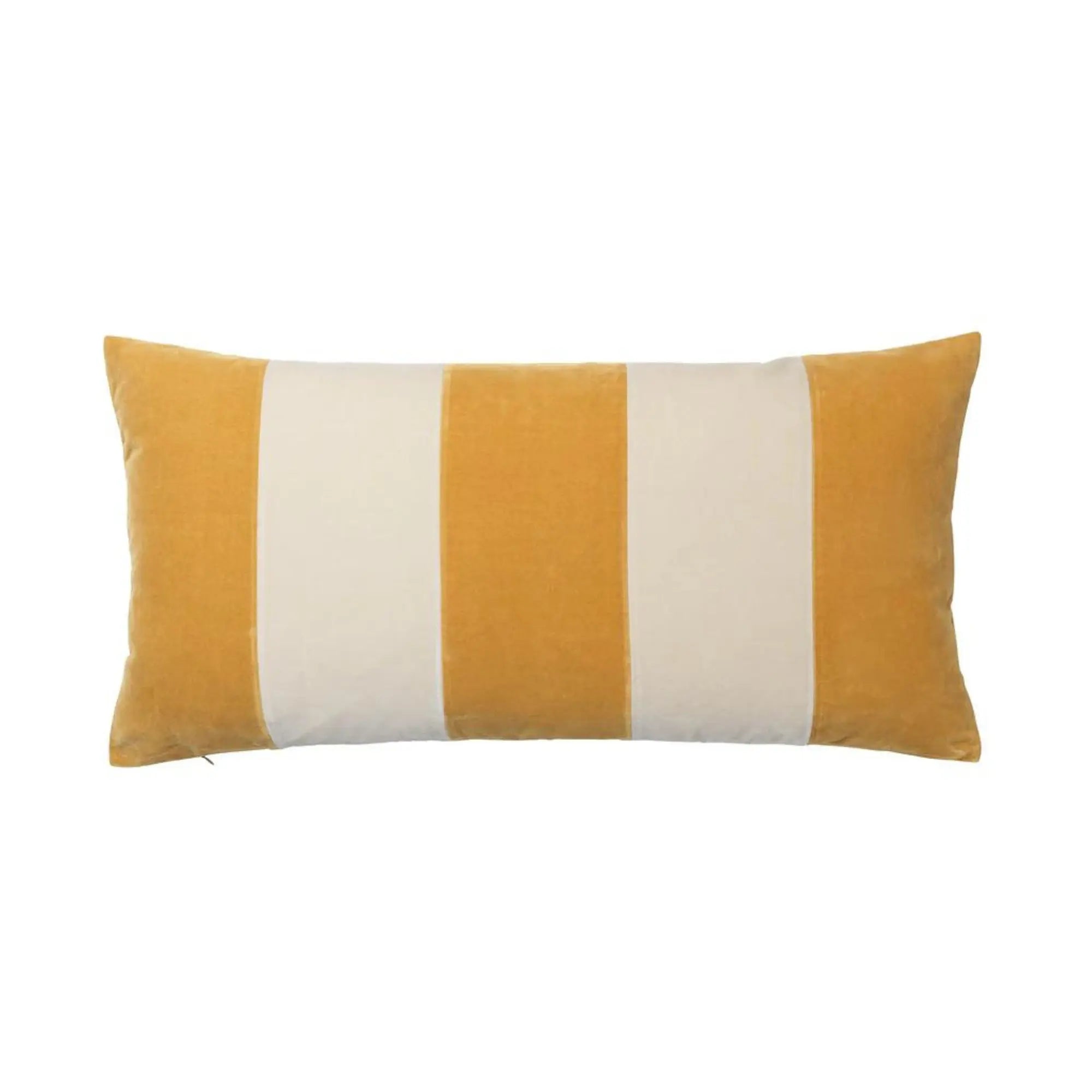  Patterned throw pillow with classic navy and cream stripes 