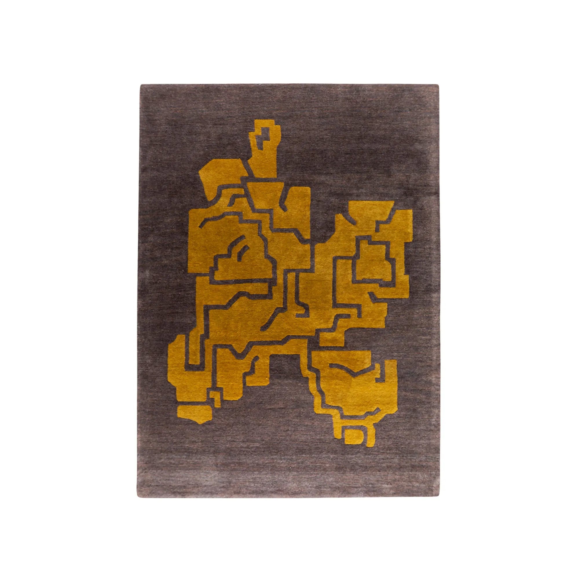 Large, rectangular, modern grey Structures Rug with geometric patterns and plush texture