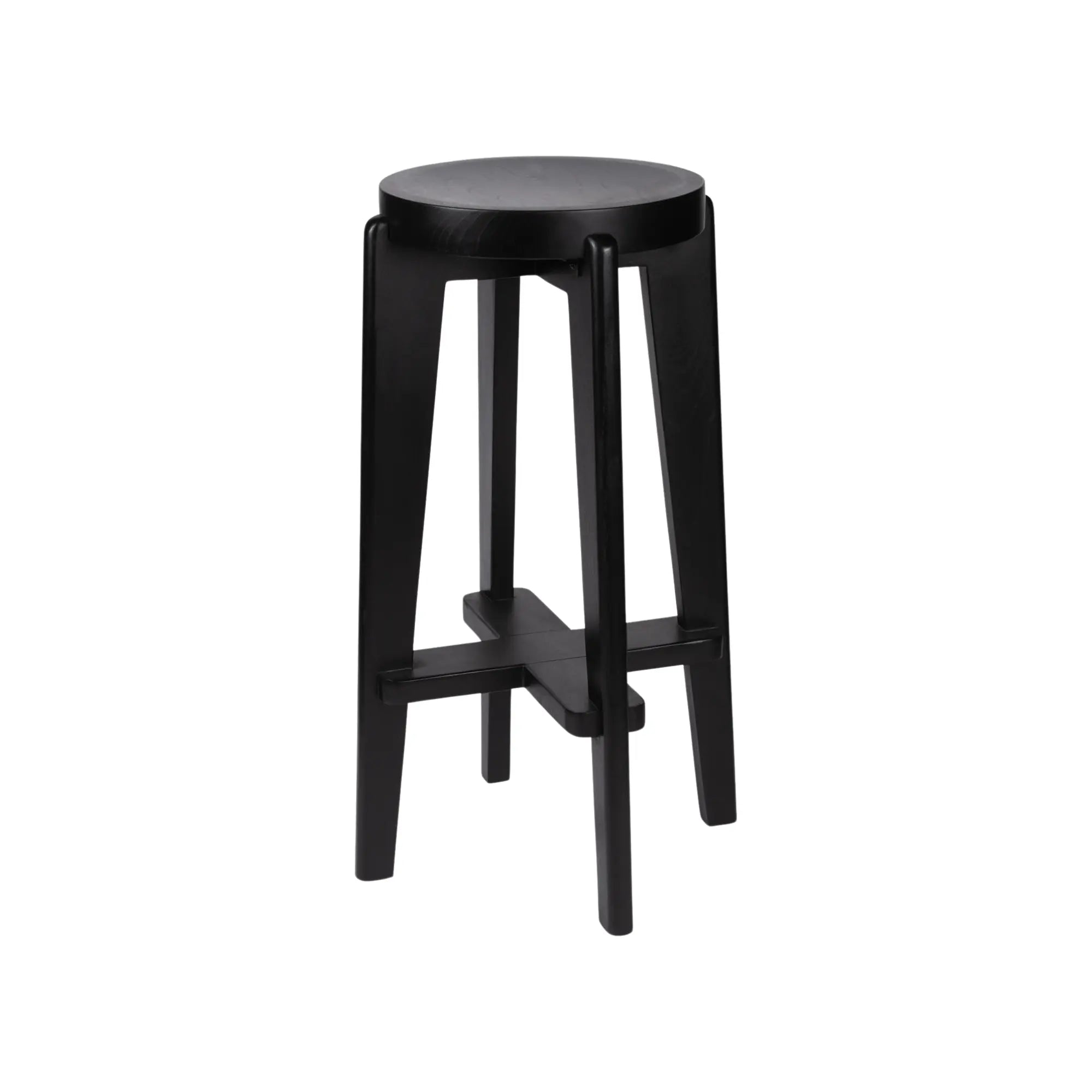 Wood bar stool with backrest and comfortable cushioned seat 