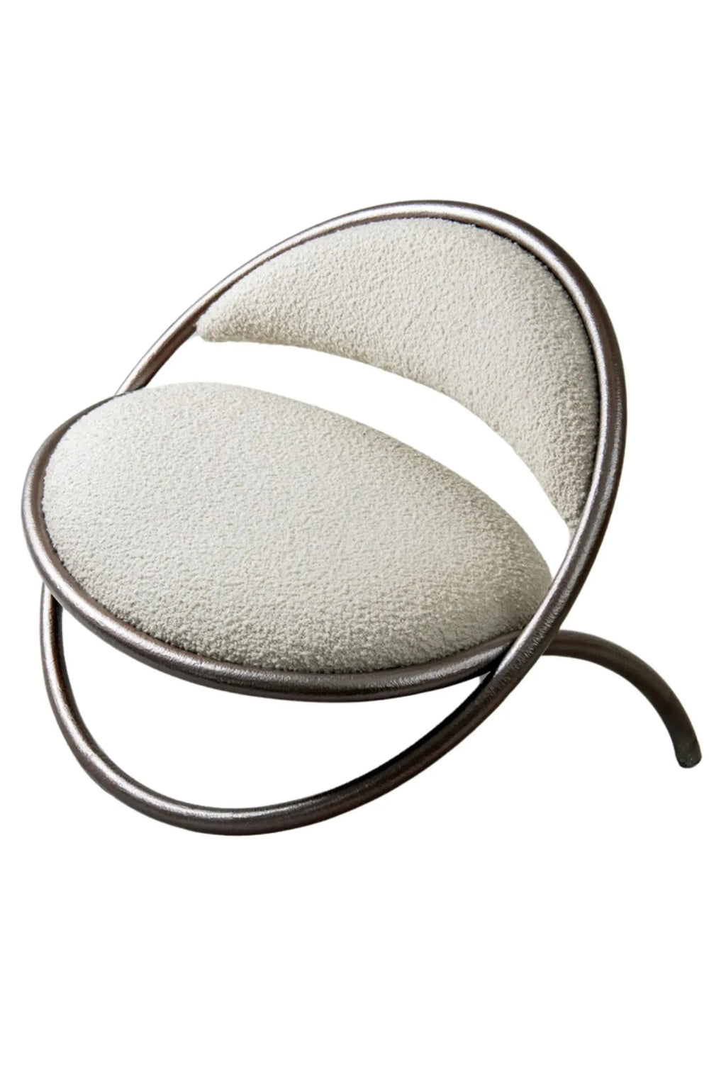 Hessentia Ryo Armchair, a striking contemporary sculptural lounge chair defined by its continuous, organically curved dark gunmetal gray metal frame.