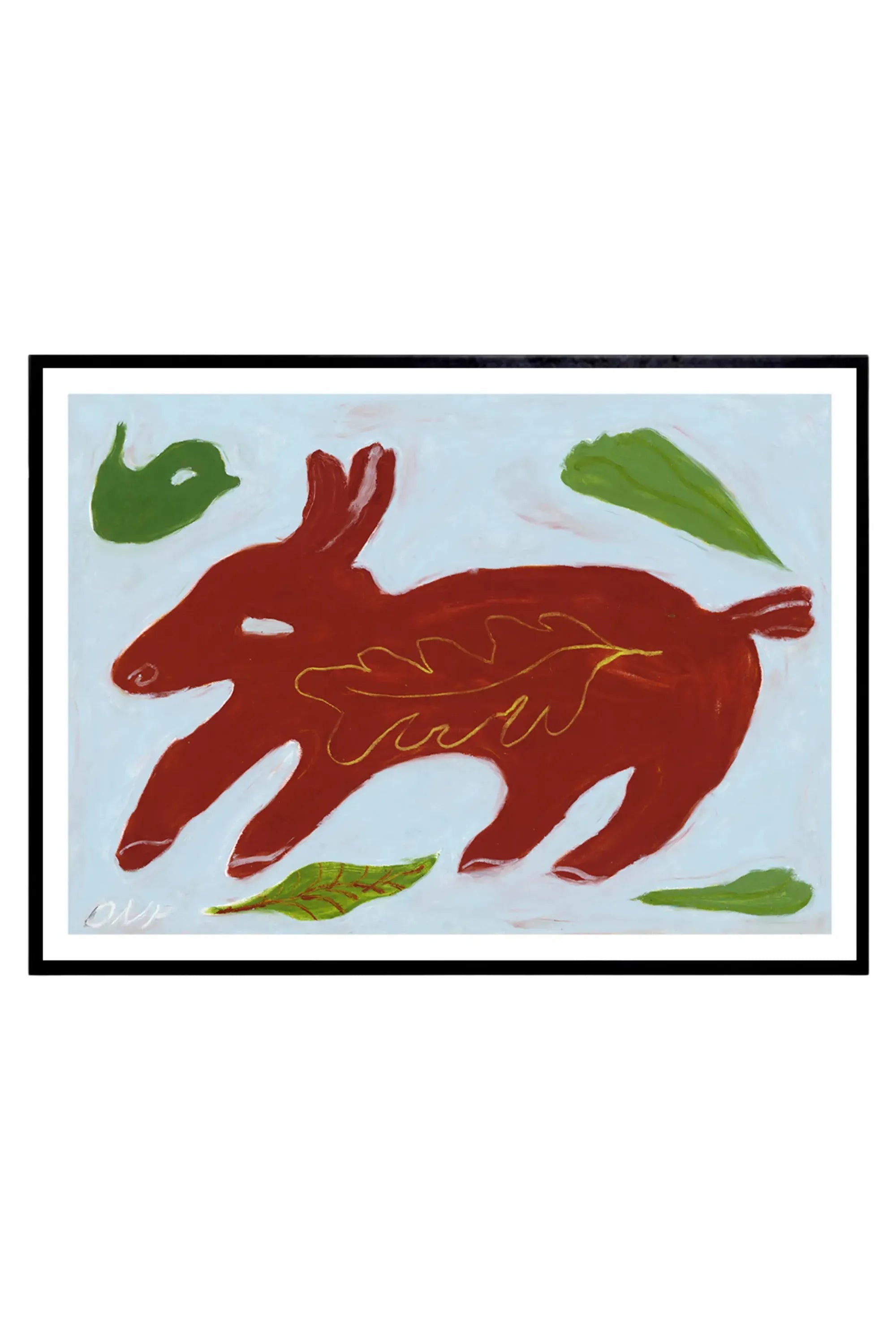 Red Animal and Little Bird - Art Print