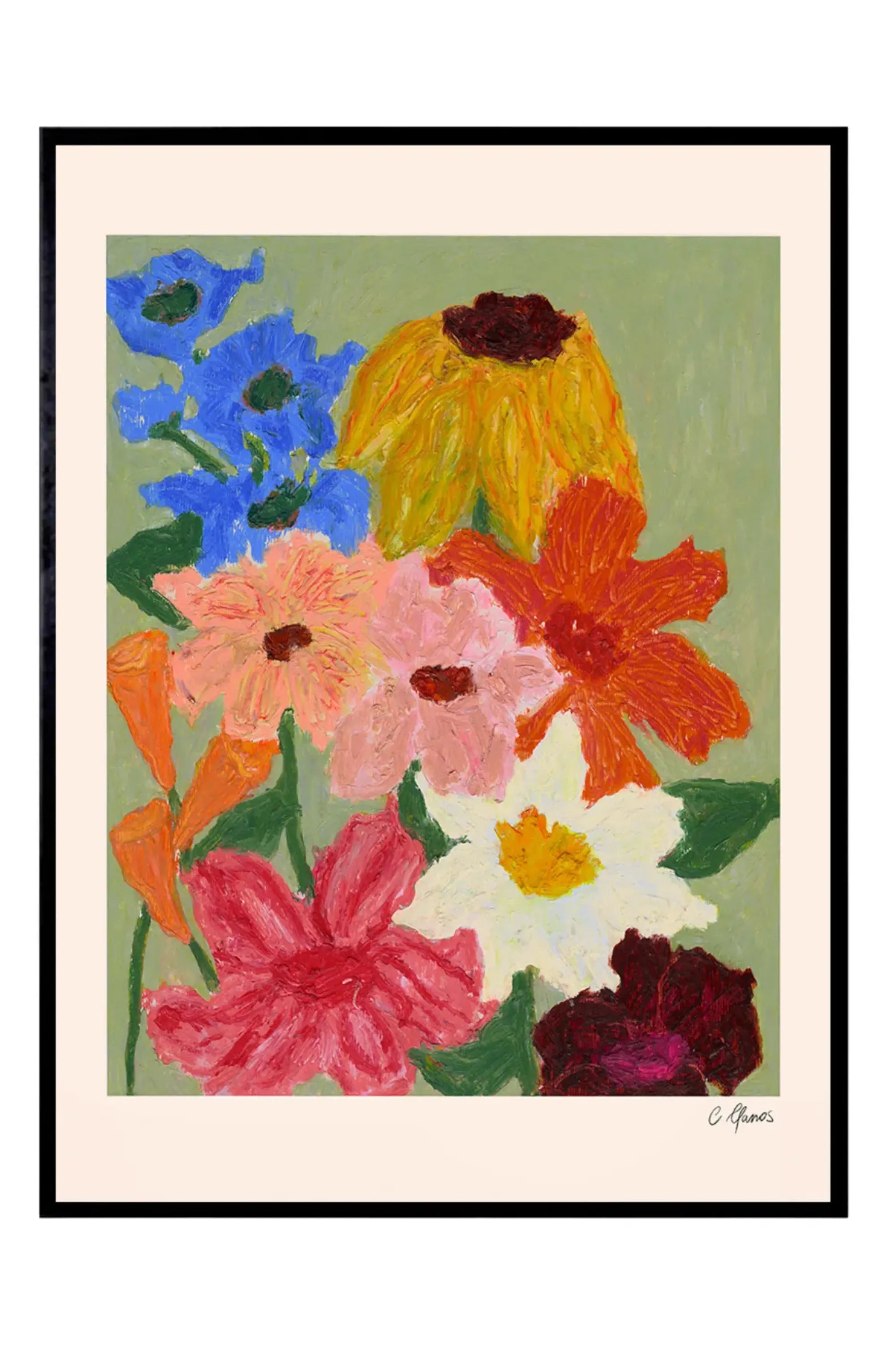 Flowers on Sage Green