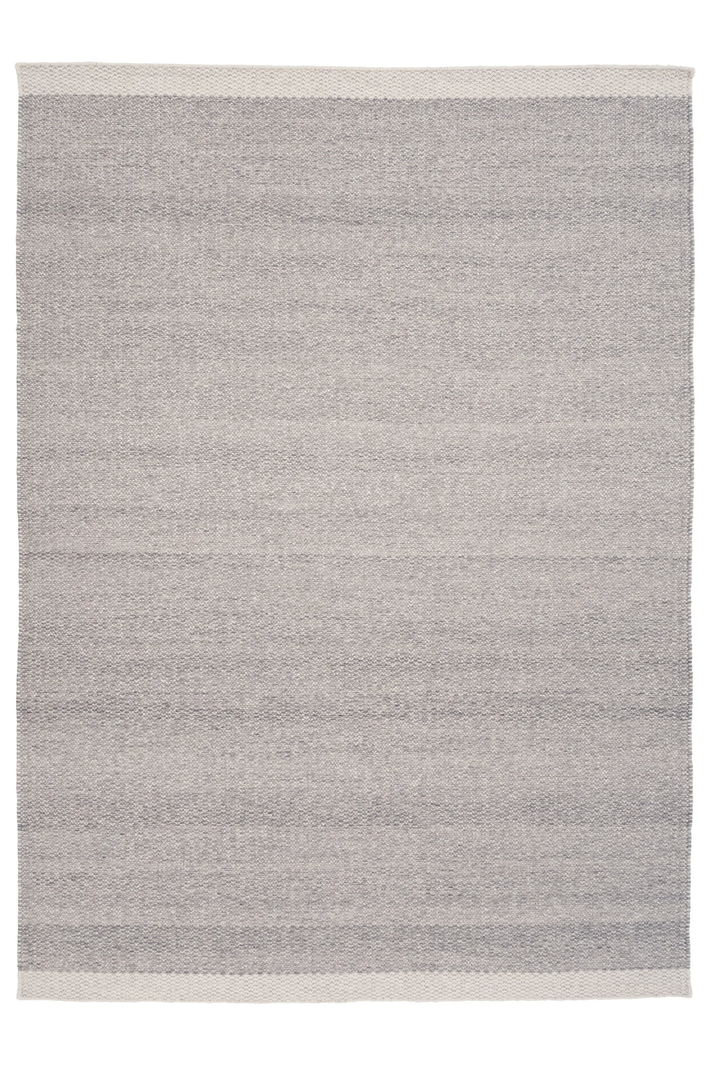 Linie Design Frode Wool Rug, a premium hand-woven wool area rug featuring a subtle horizontal stripe pattern in natural light grey and charcoal grey tones, framed by a soft off-white border. Its textured weave and contemporary design make it an ideal Scandinavian minimalist rug for living rooms, bedrooms, or modern home offices.
