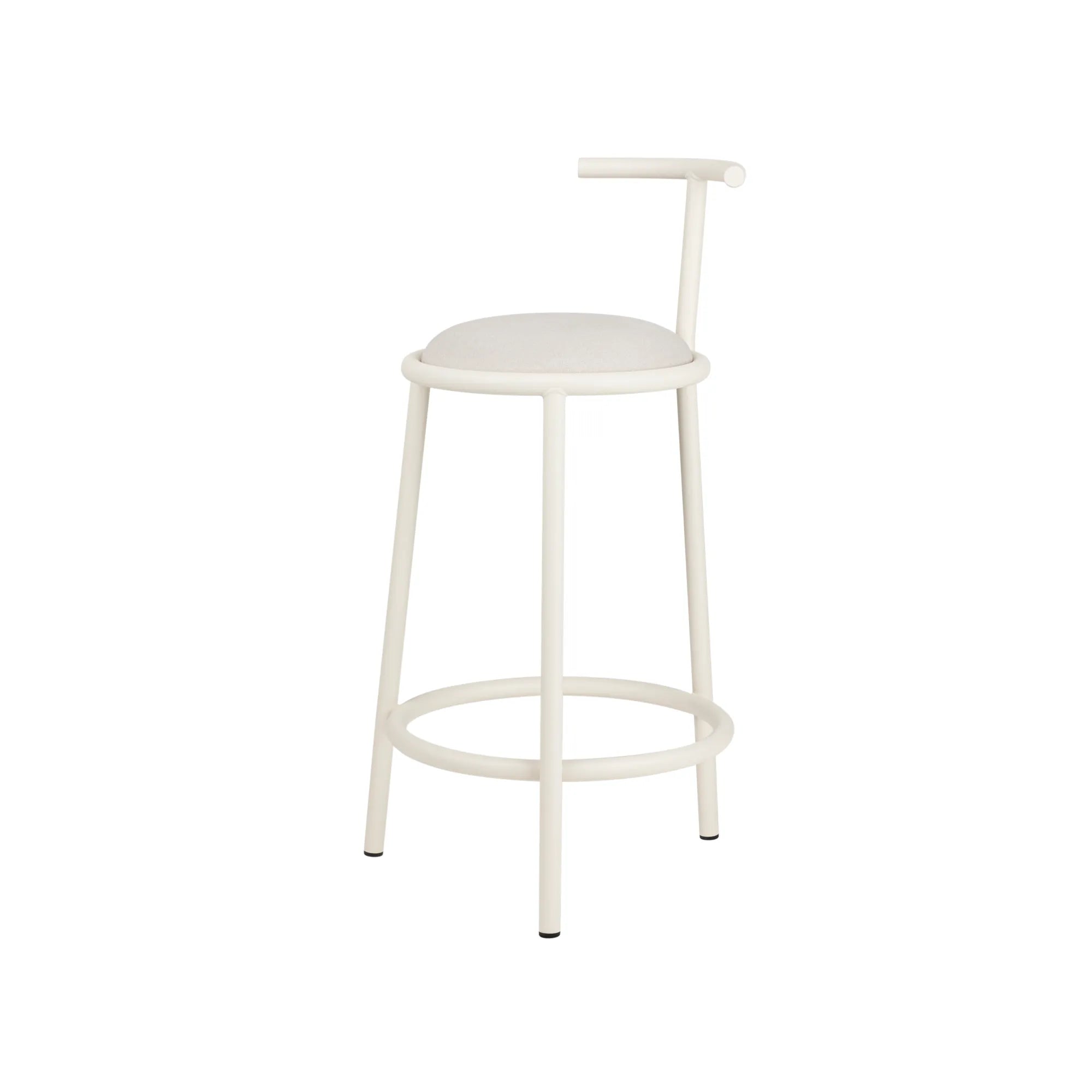 Hogo Bar Stool w Backrest, black padded seat, and chrome legs