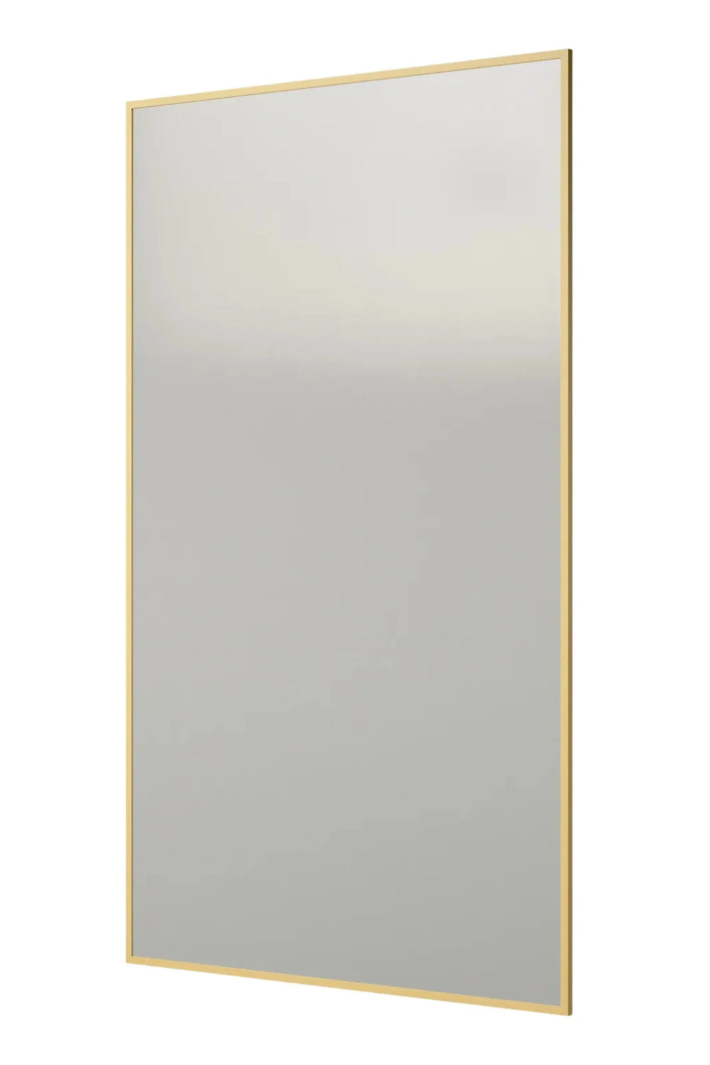 TCL Studios Sleek Full Length Mirror, a modern minimalist rectangular mirror with an ultra-thin brushed brass metal frame, offering a contemporary and elegant design. Its tall, sleek gold metal profile makes it ideal as a functional dressing mirror or a stylish decorative accent for bedrooms, living rooms, or entryways.