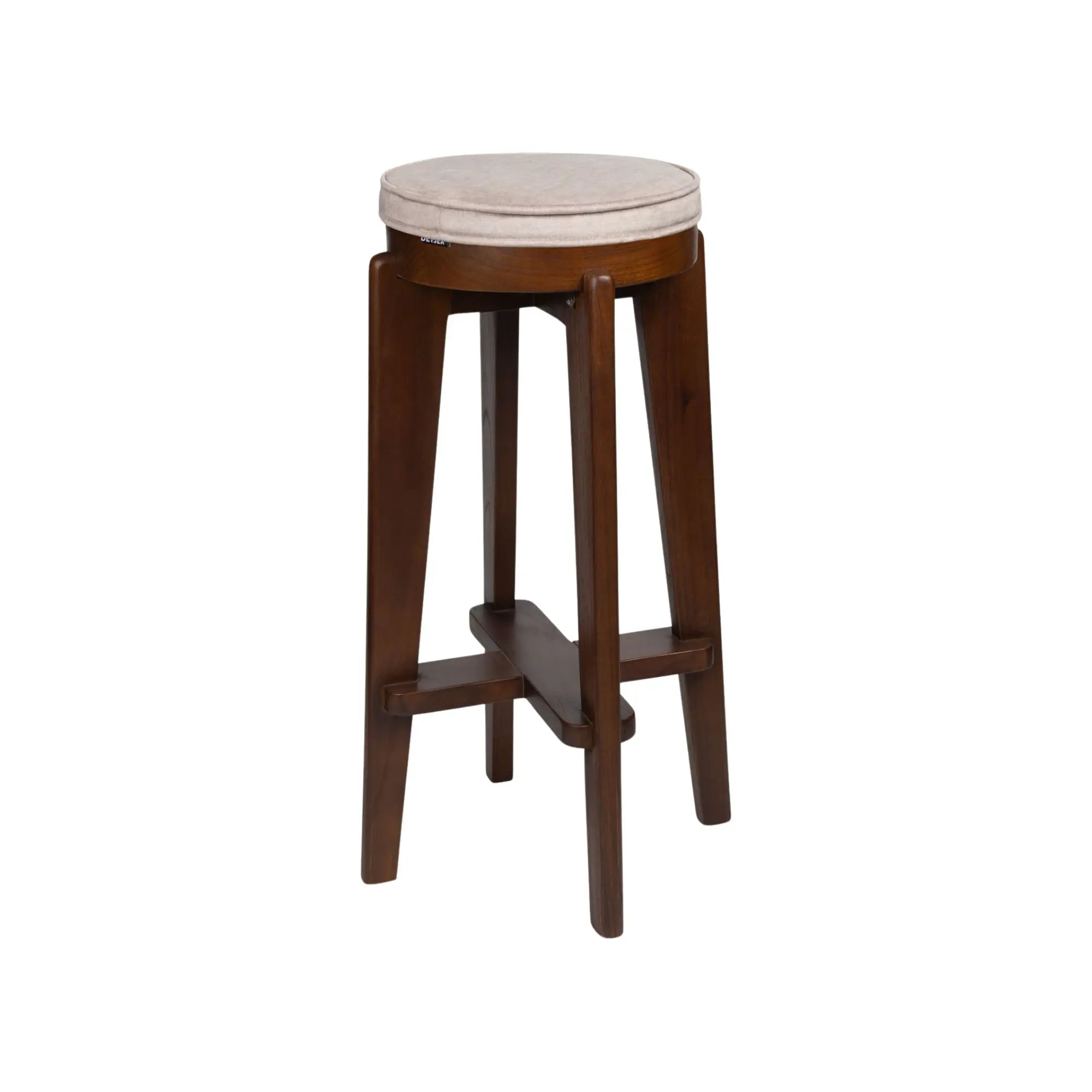 Reversible cushion for barstool with plush fabric on one side and faux leather on the other