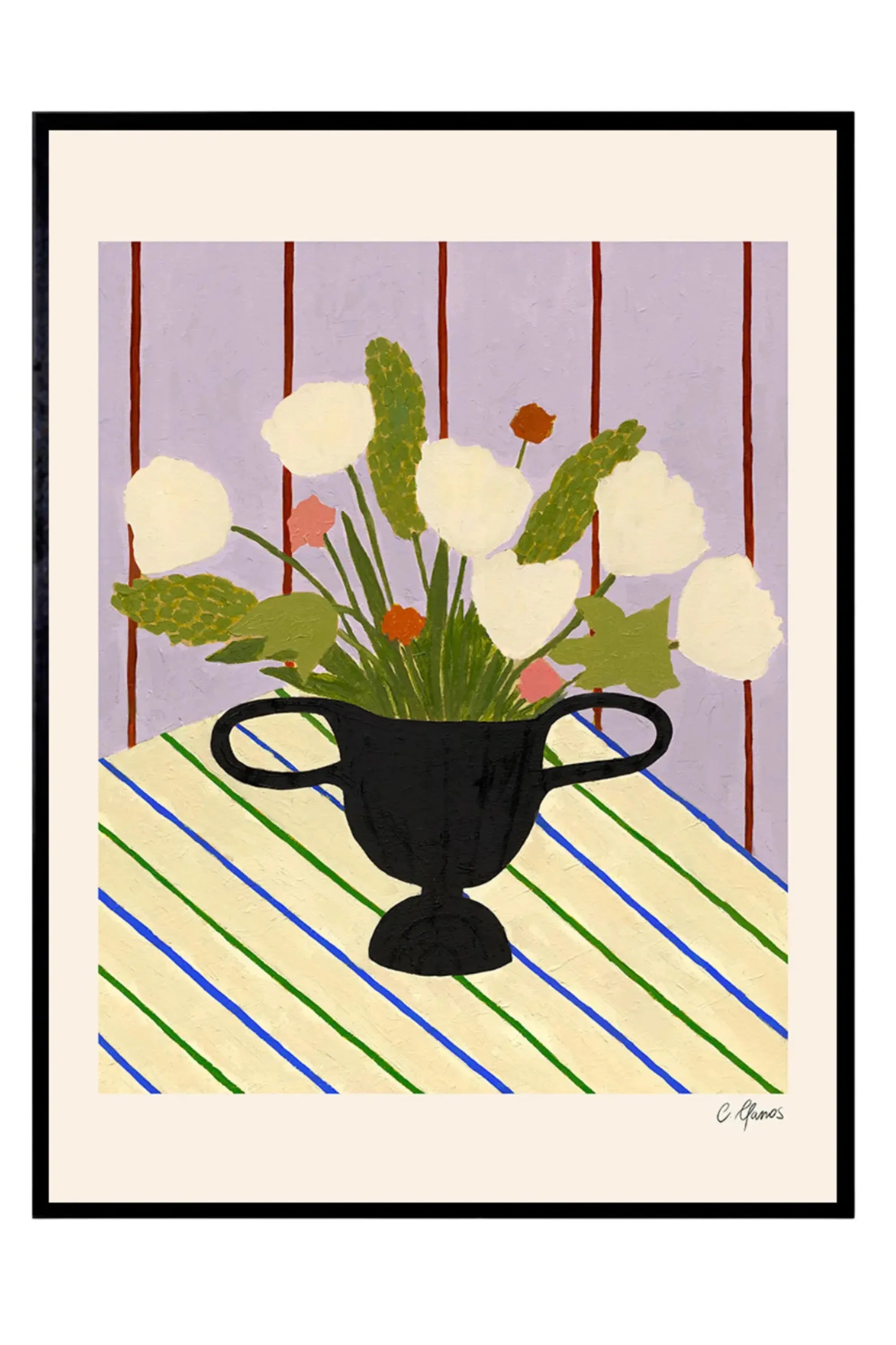 Flowers on Striped Cloth